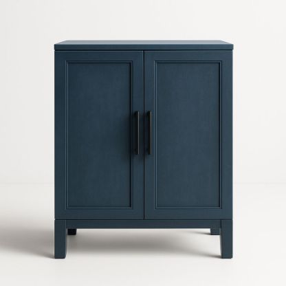 Mobiletto con Ante in Legno e Maniglie Metalliche Blu-Auraverilo