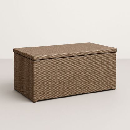 Baule contenitore in rattan sintetico marrone per esterni-Auraverilo