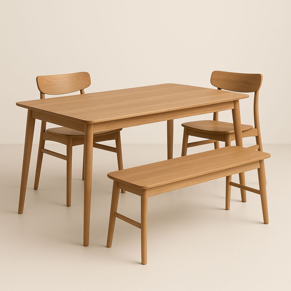 Set da Pranzo in Legno Massello con Sedie e Panca-Auraverilo