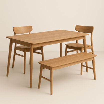 Set da Pranzo in Legno Massello con Sedie e Panca-Auraverilo