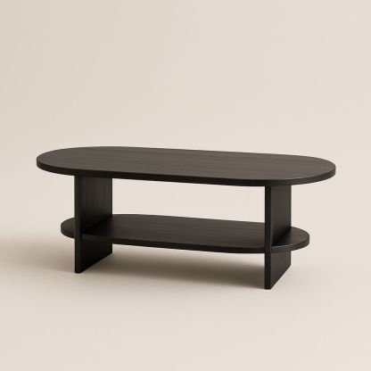 Tavolino da caffè ovale in legno con ripiano aggiuntivo 120x60x45 cm Nero-Auraverilo