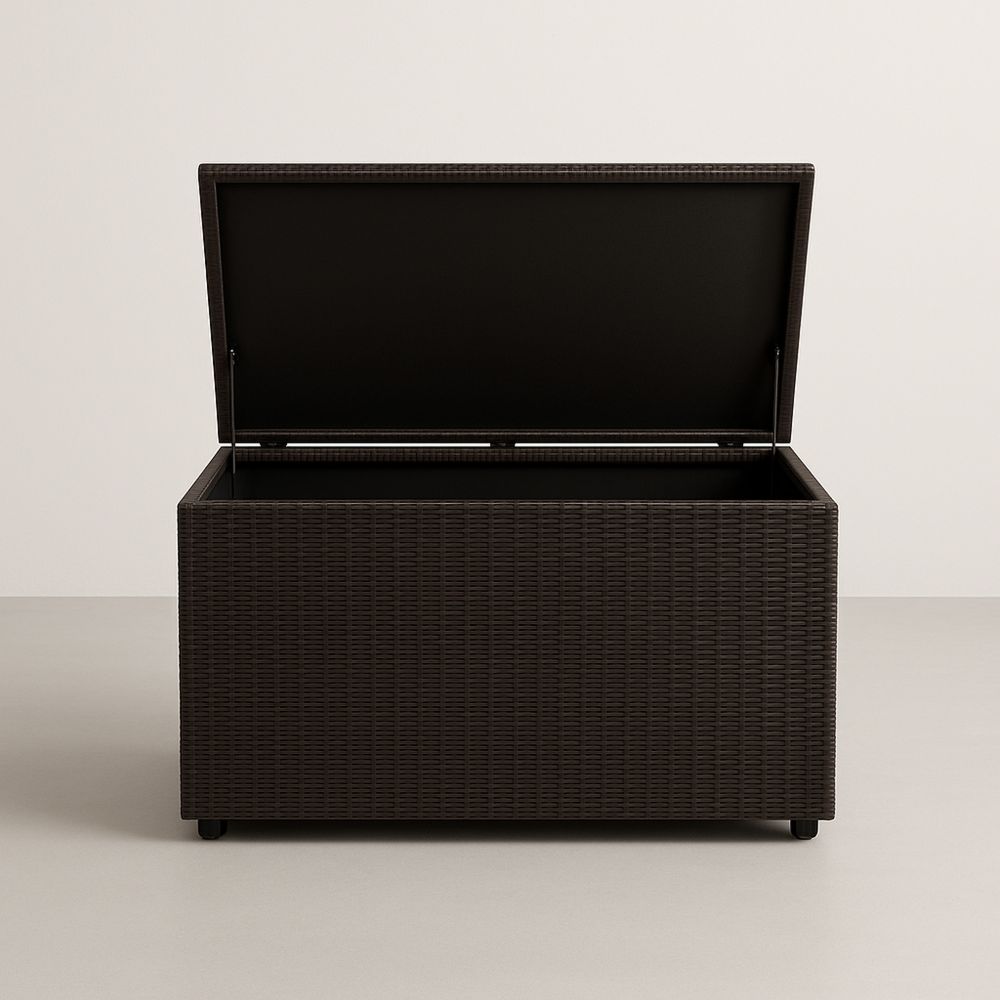 Baule Contenitore in Rattan Sintetico Marrone per Esterni 120x60x60 cm-Auraverilo