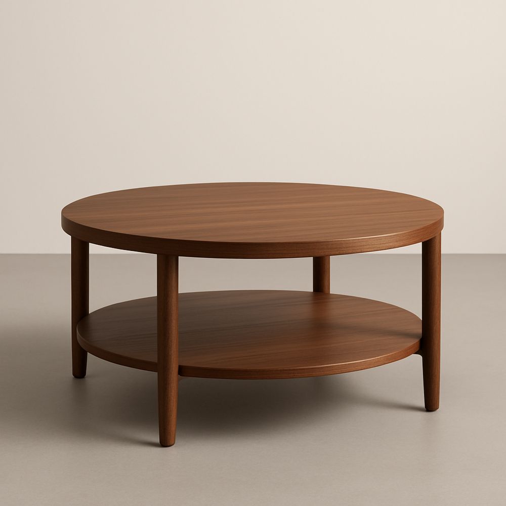 Tavolino da caffè rotondo in legno marrone 80cm-Auraverilo