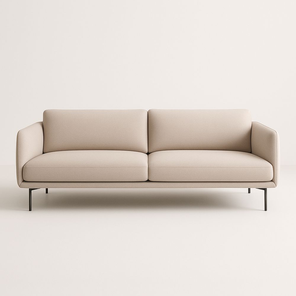 Divano tre posti in tessuto e metallo Beige 210 cm-Auraverilo