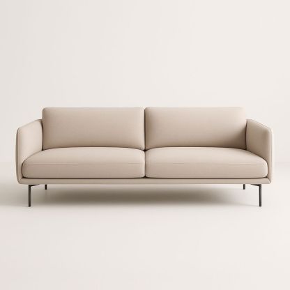 Divano tre posti in tessuto e metallo Beige 210 cm-Auraverilo