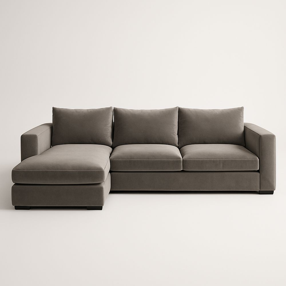 Divano Angolare in Tessuto Grigio 280x160x85 cm-Auraverilo