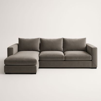 Divano Angolare in Tessuto Grigio 280x160x85 cm-Auraverilo