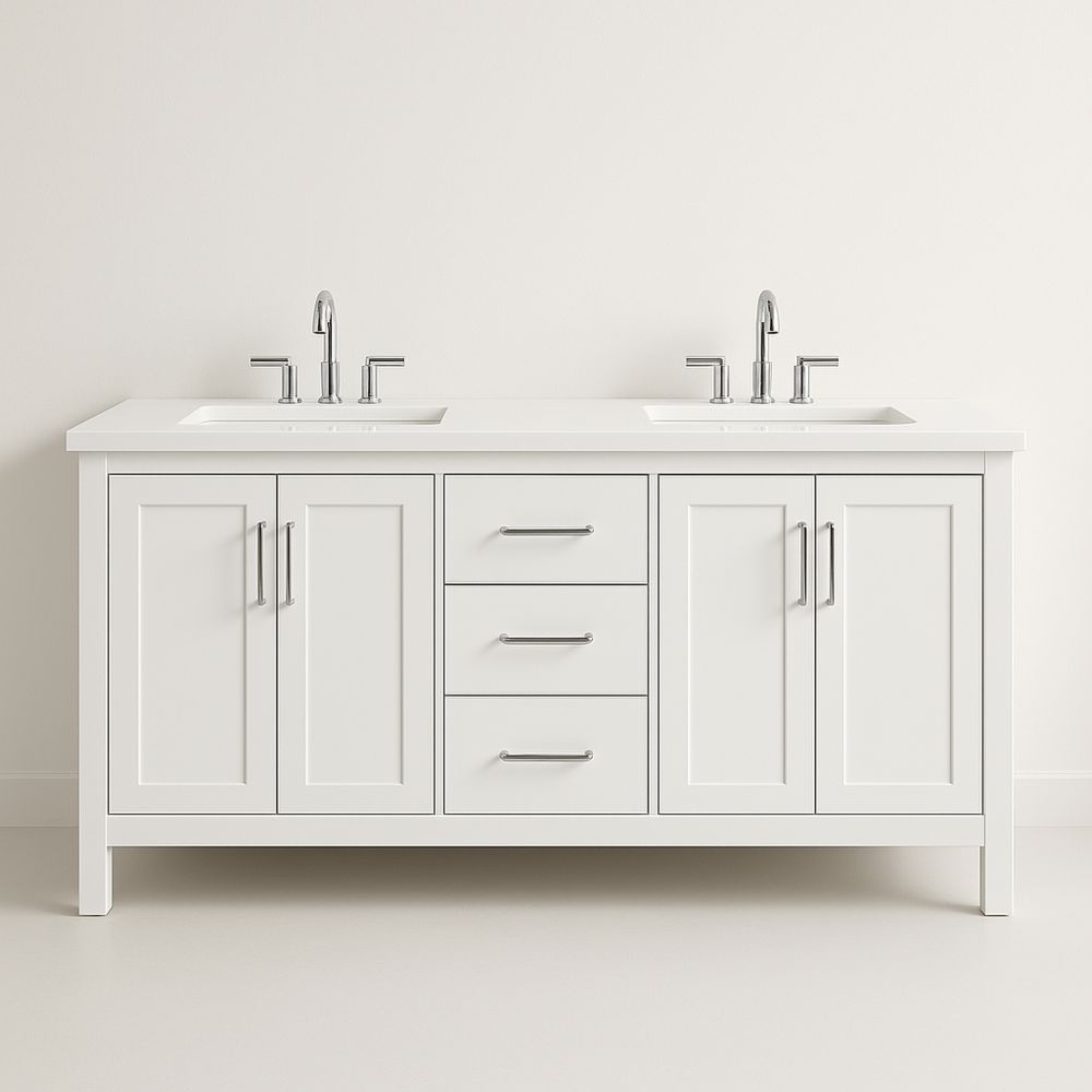 Mobile Bagno Doppio Lavabo in MDF Laccato Bianco 160x50x85 cm-Auraverilo