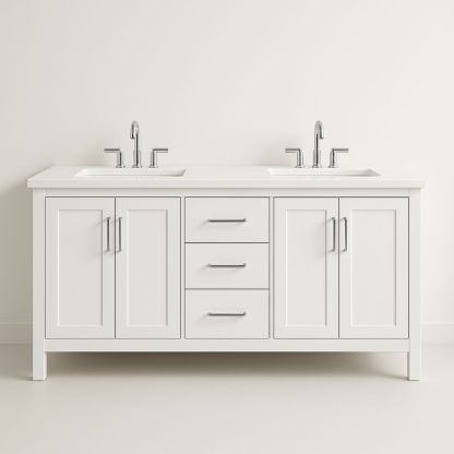 Mobile Bagno Doppio Lavabo in MDF Laccato Bianco 160x50x85 cm-Auraverilo