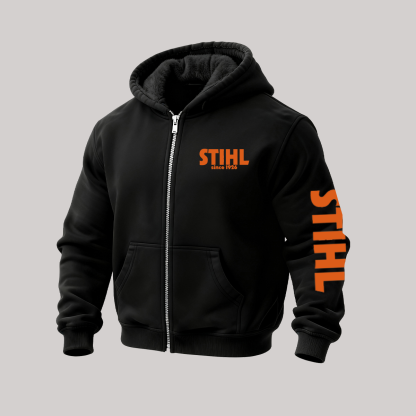 Stihl Since 1926 Printed Zippered Hooded Fleece Cardigan