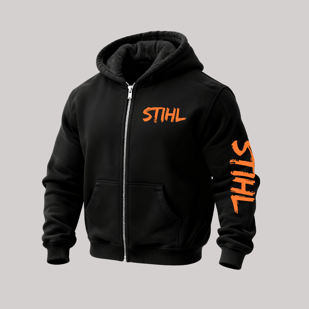Stihl Since 1926 Printed Zippered Hooded Fleece Cardigan