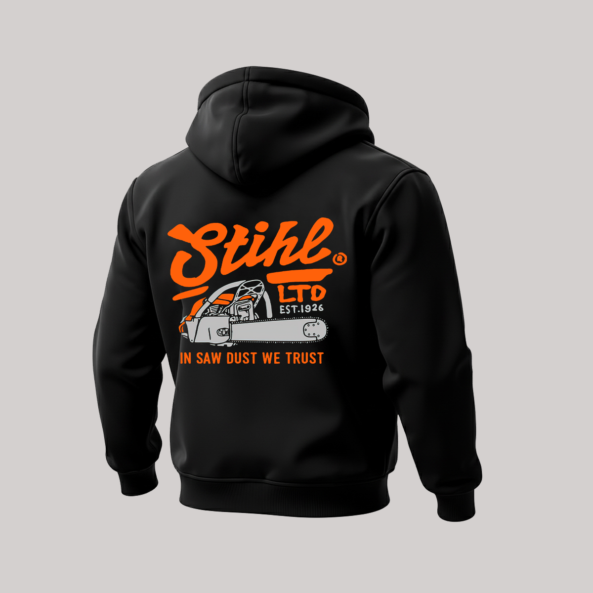 Stihl In Saw Dust We Trust Printed Zippered Hooded Fleece Cardigan