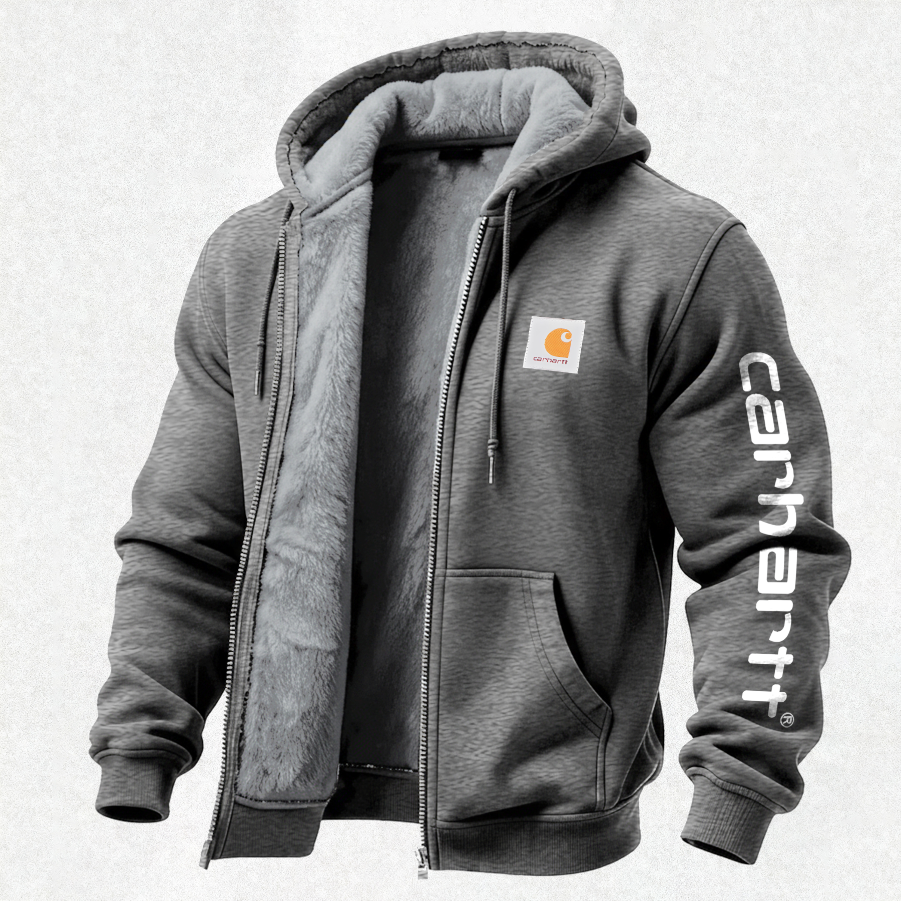 Carhartt Casual Warm Printed Zippered Hooded Fleece Cardigan