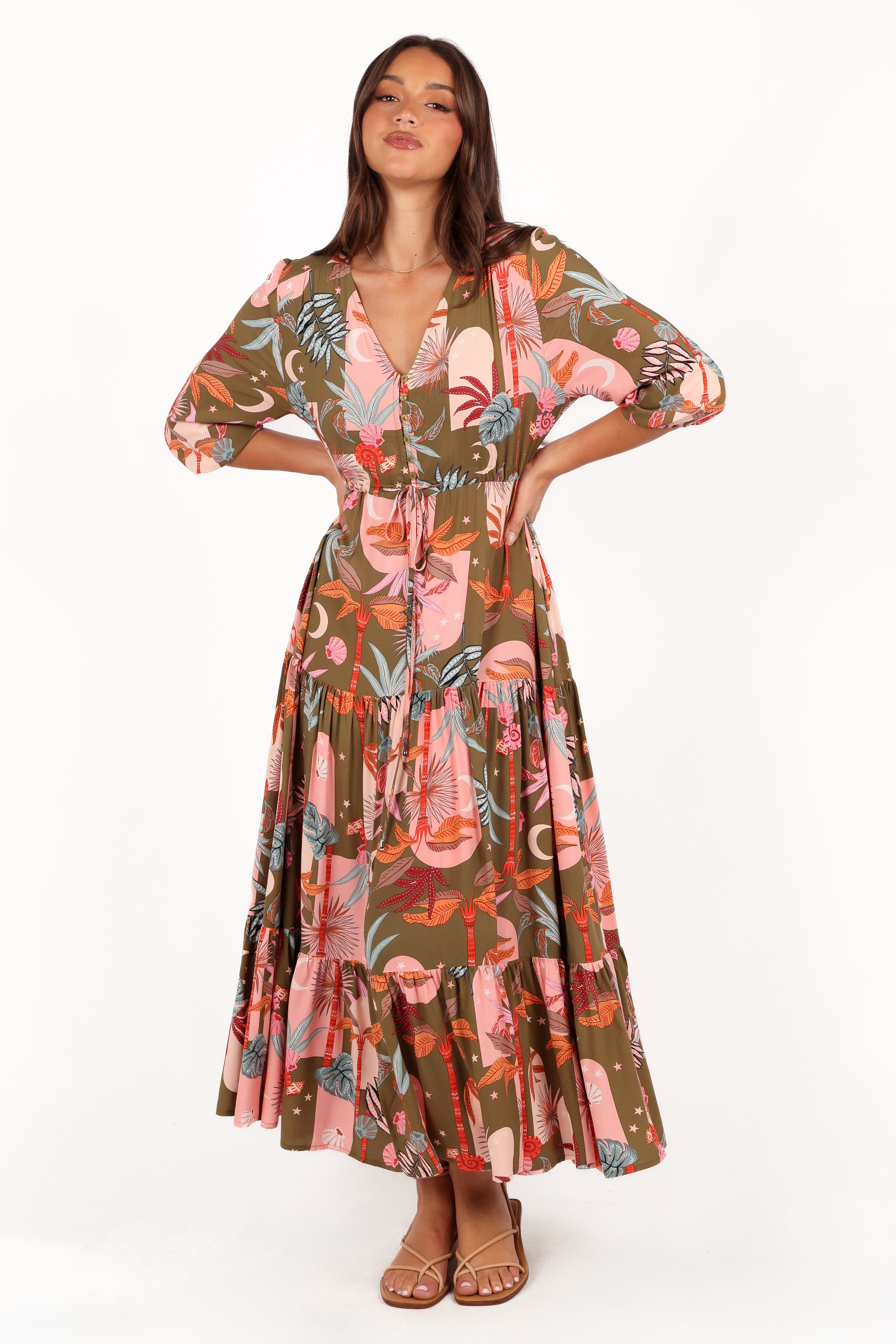 Kelda Dress - Green Multi-Ladys Street