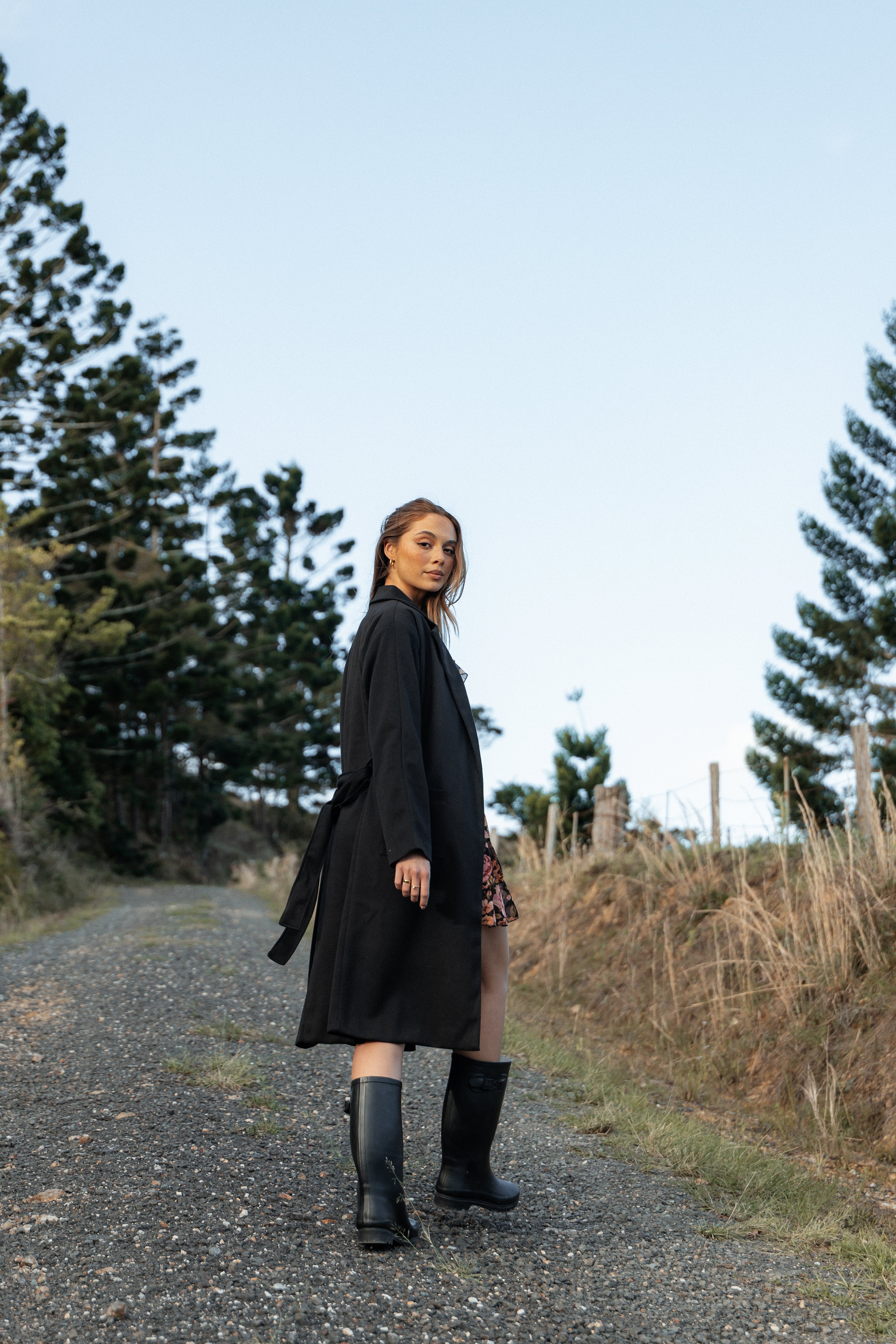 Kloss Tie Front Long Coat - Black-Ladys Street