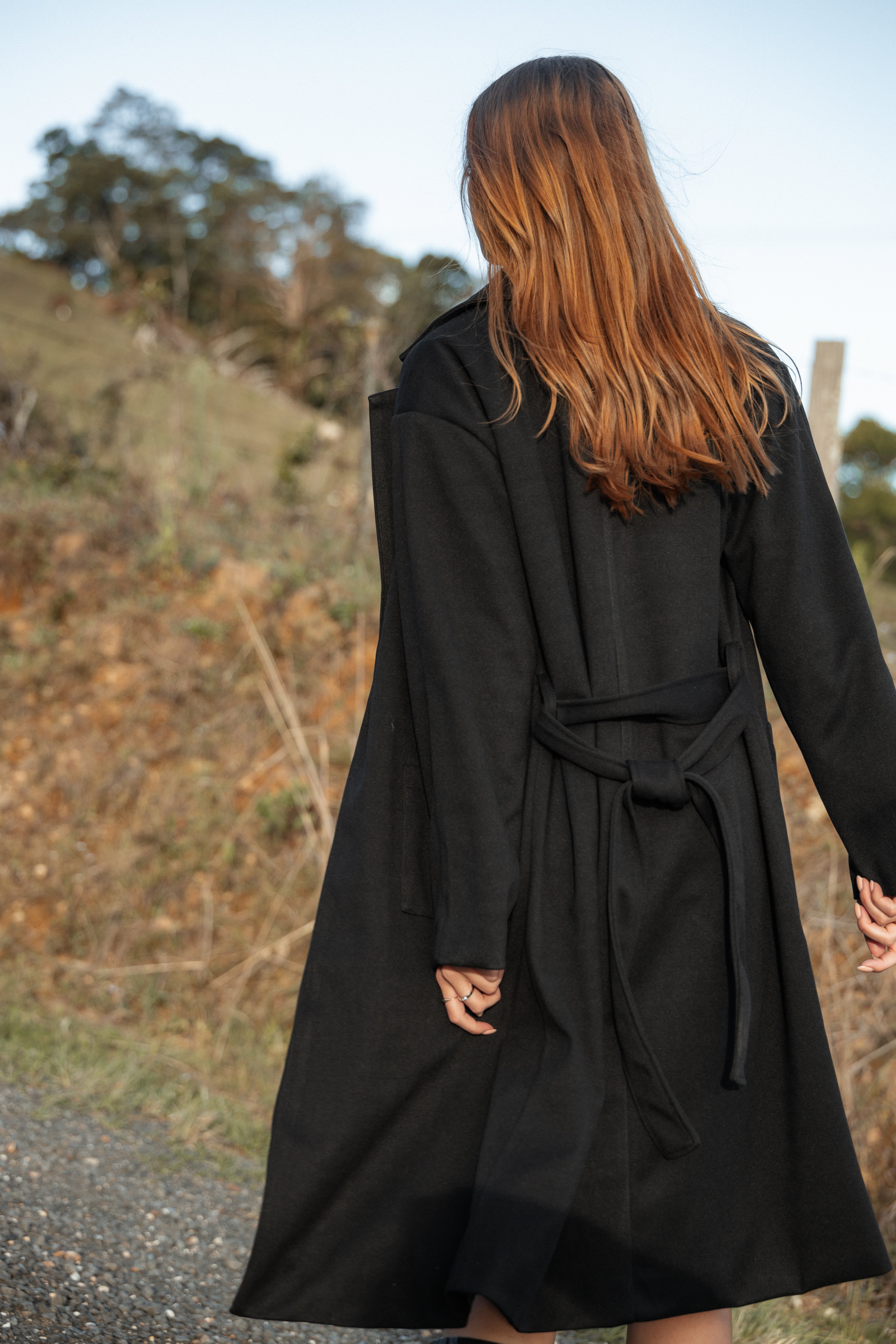 Kloss Tie Front Long Coat - Black-Ladys Street