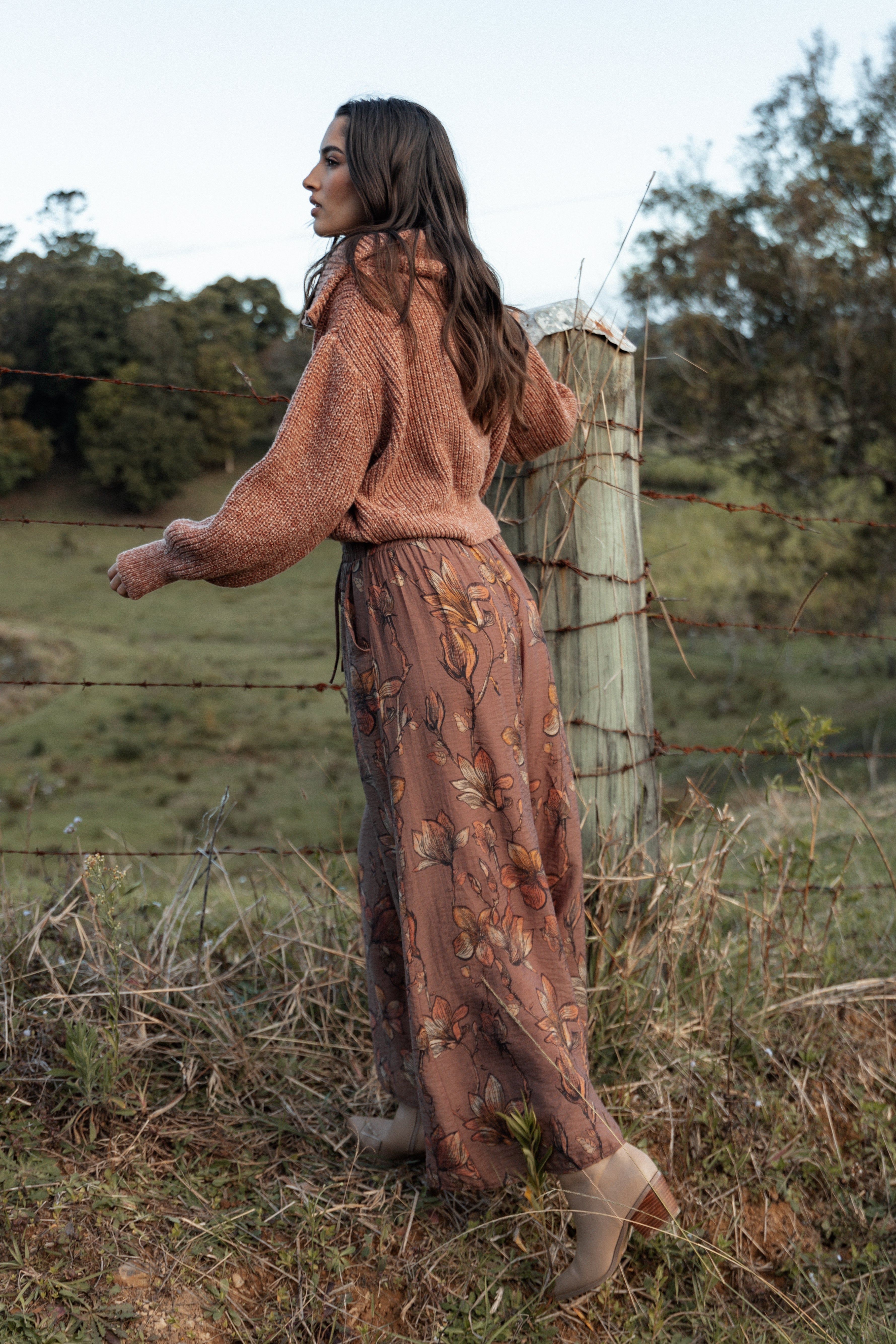 Larson Pant - Brown Floral-Ladys Street