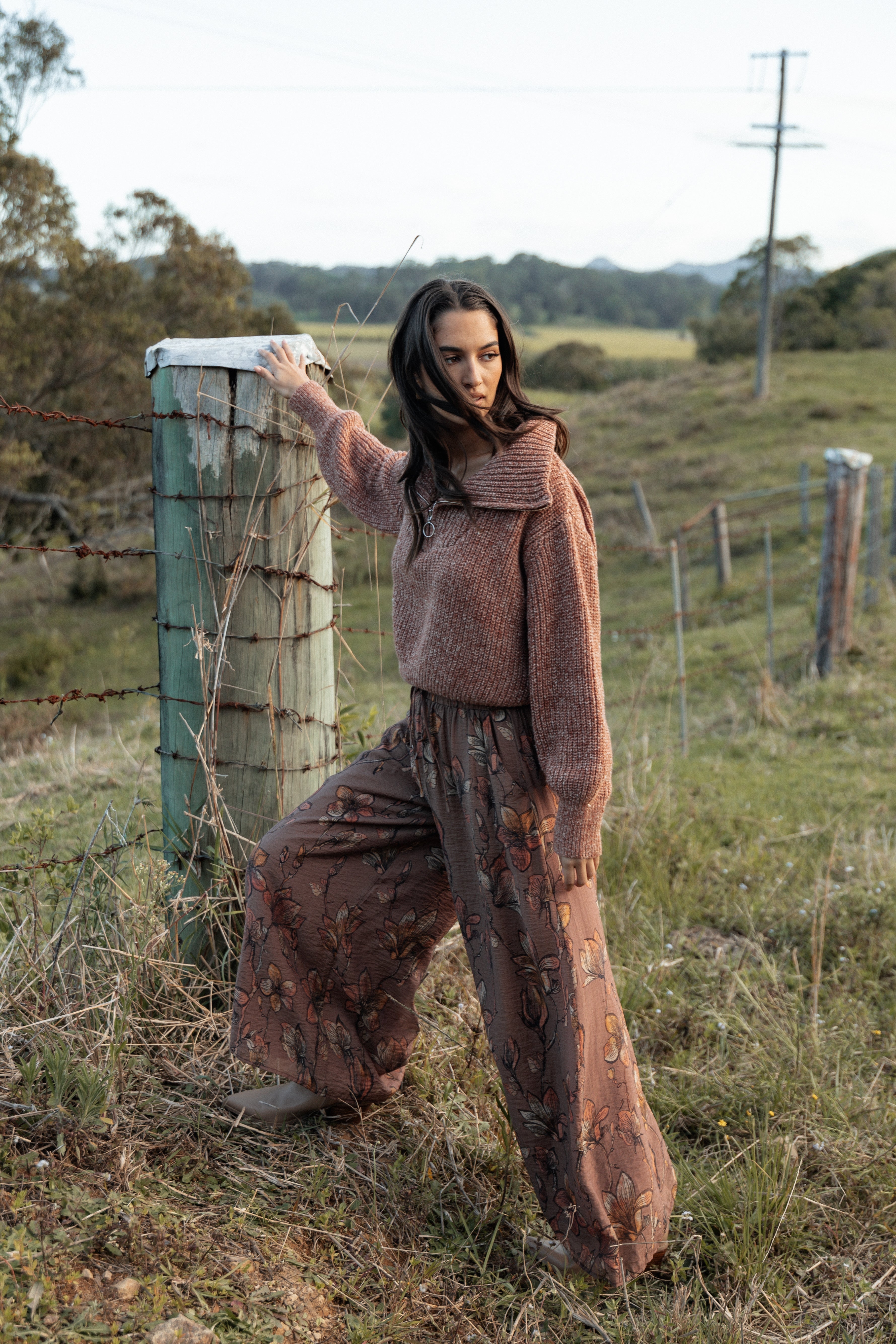 Larson Pant - Brown Floral-Ladys Street