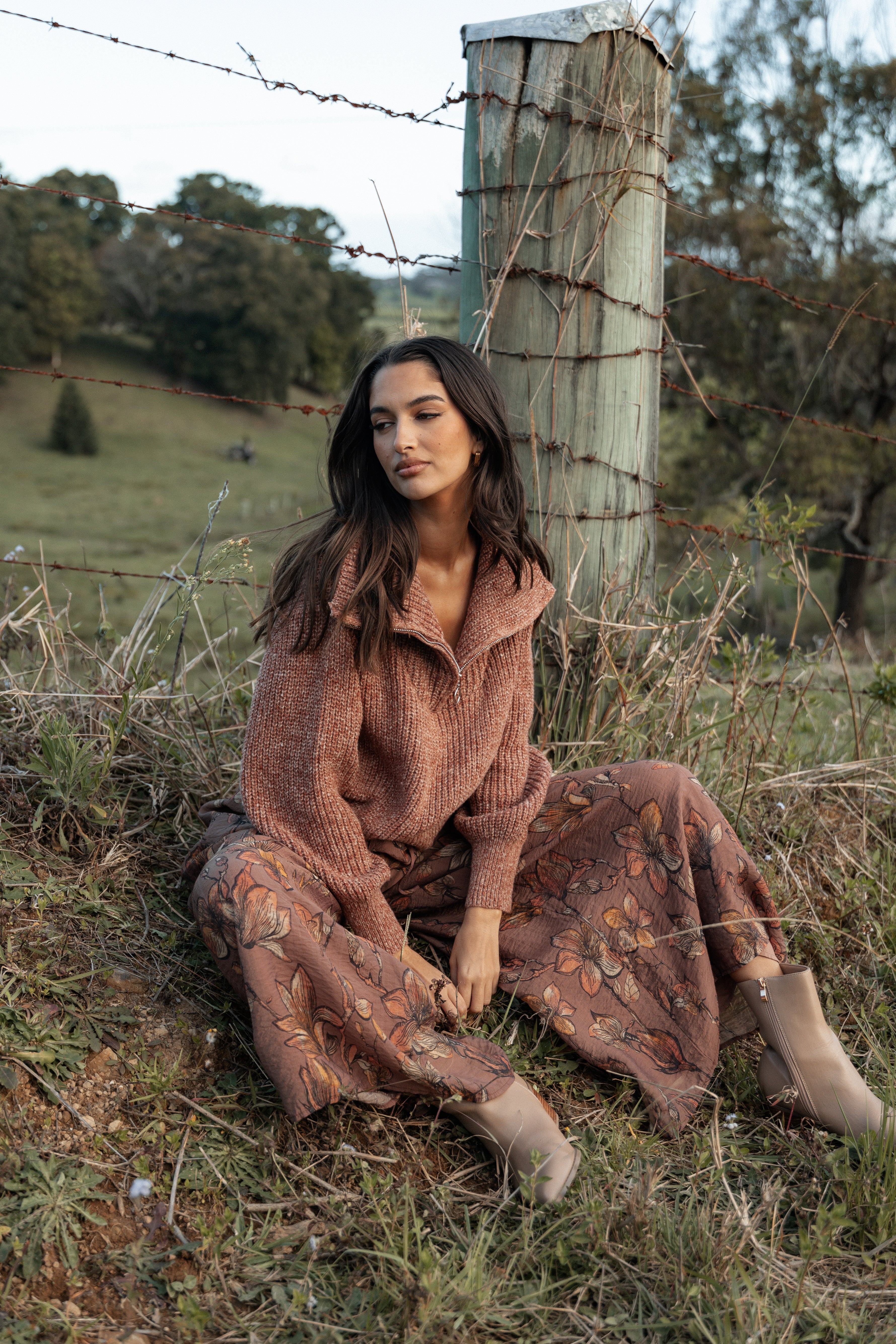 Larson Pant - Brown Floral-Ladys Street