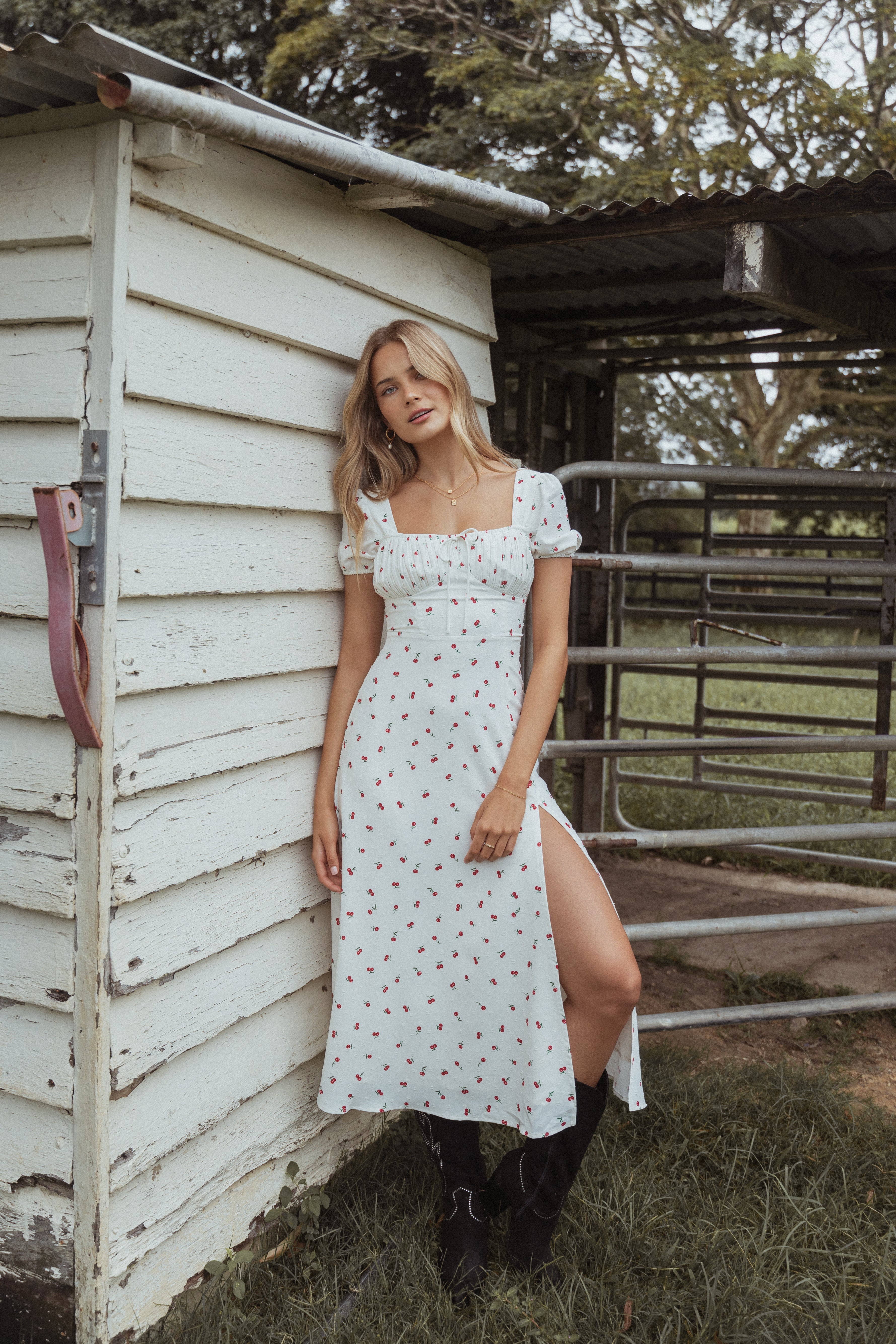 Jill Midi Dress - Cherry Print-Ladys Street