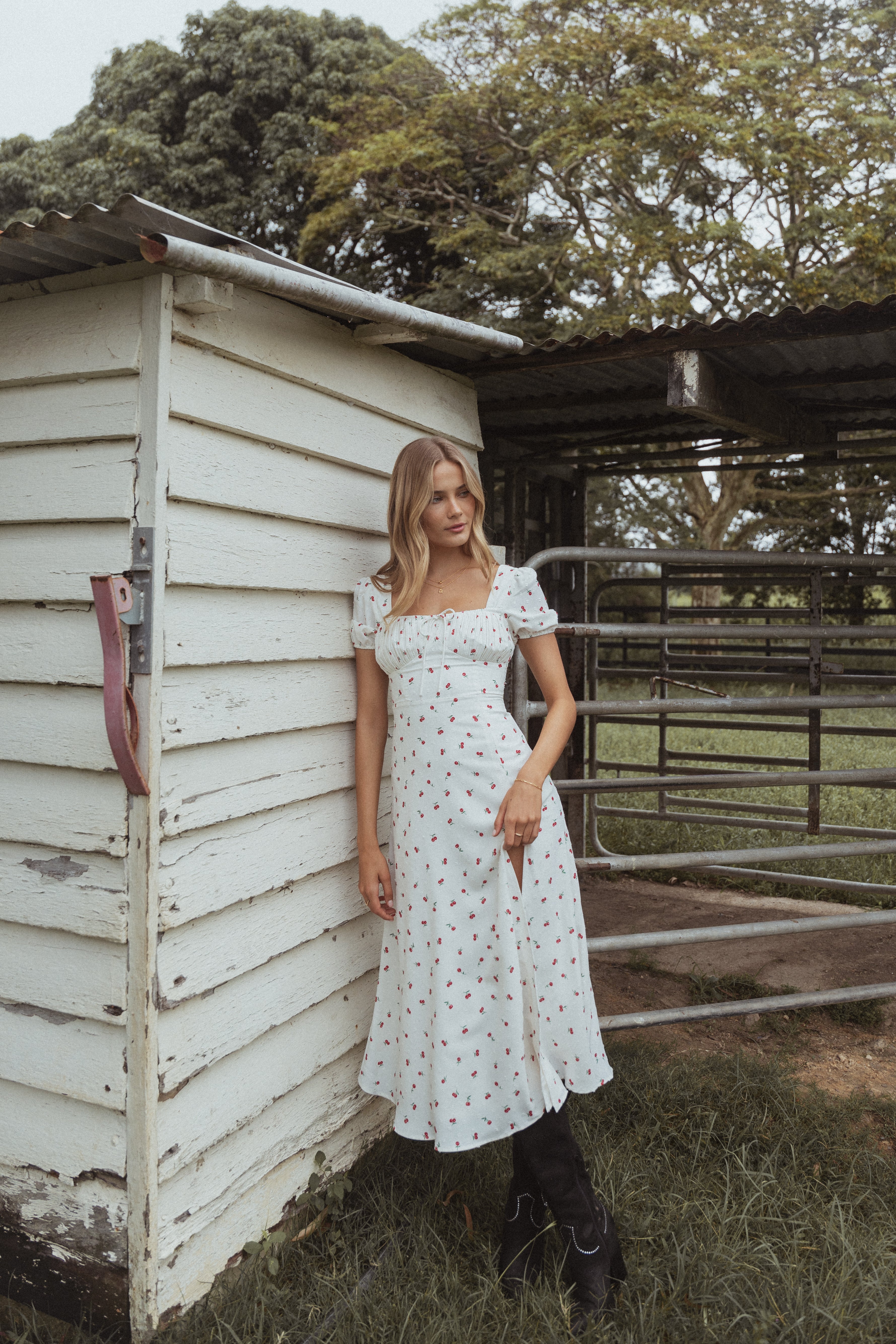 Jill Midi Dress - Cherry Print-Ladys Street