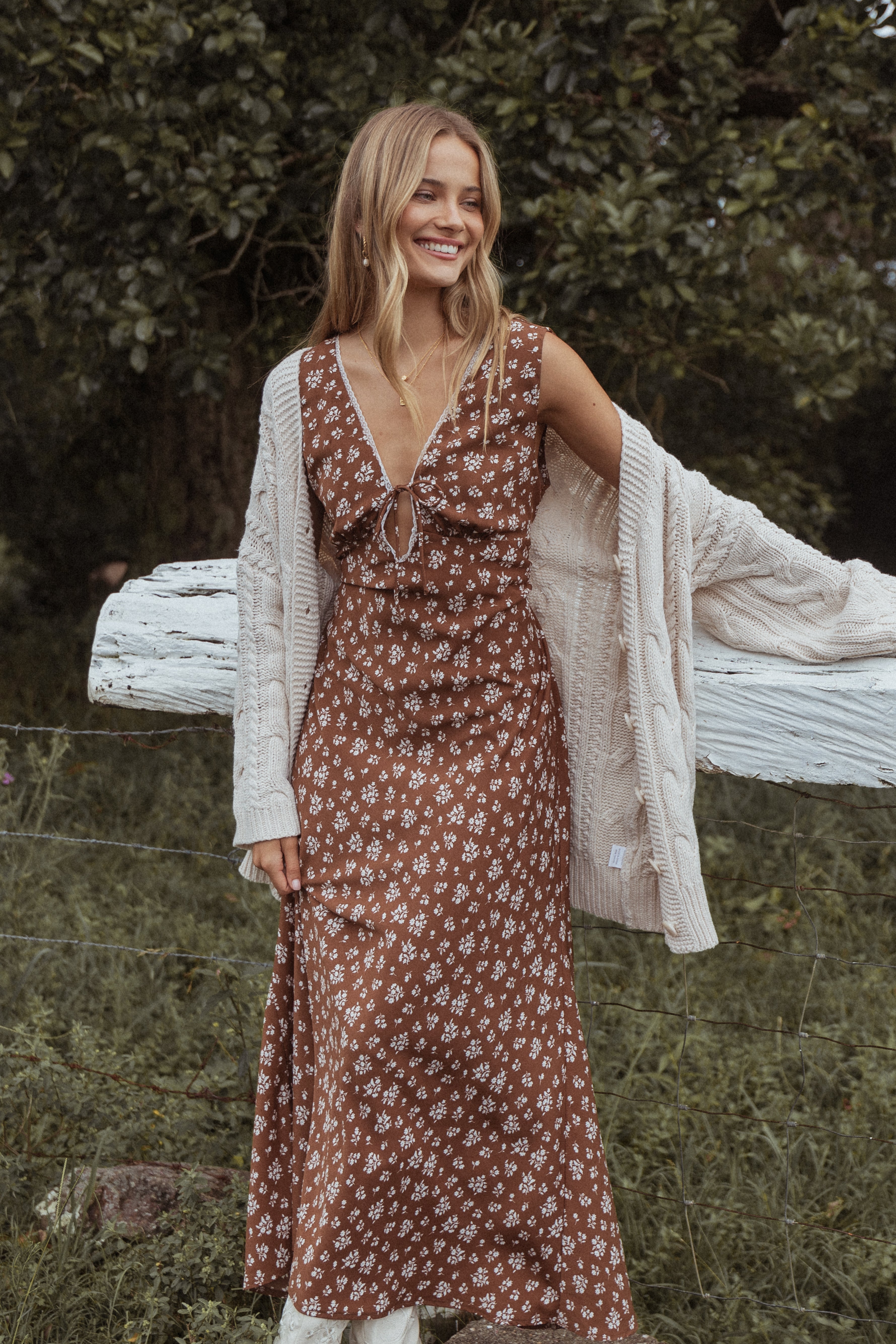 Jackson Maxi Dress - Brown Ditsy Floral-Ladys Street
