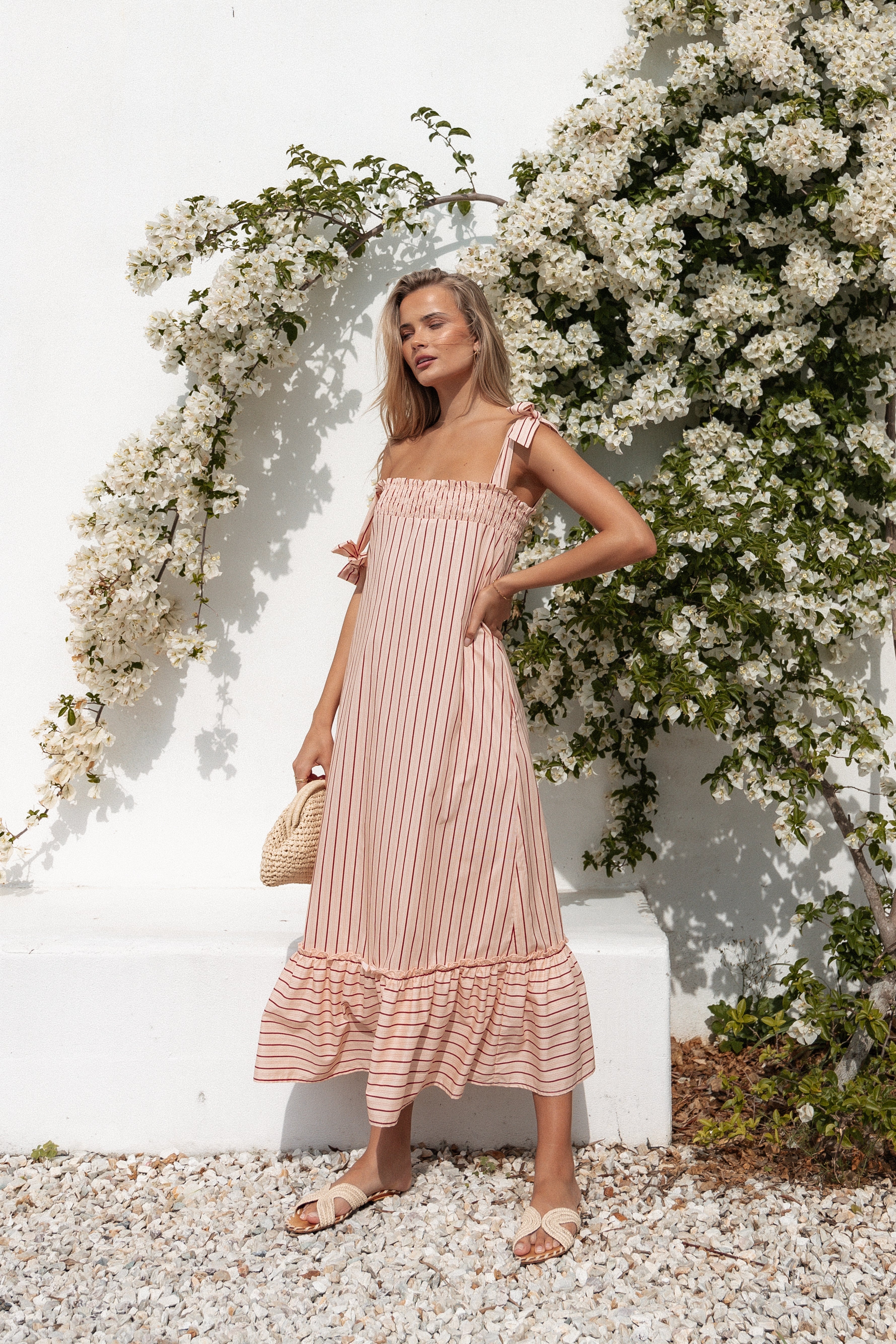 Irina Maxi Dress - Pink Stripe-Ladys Street