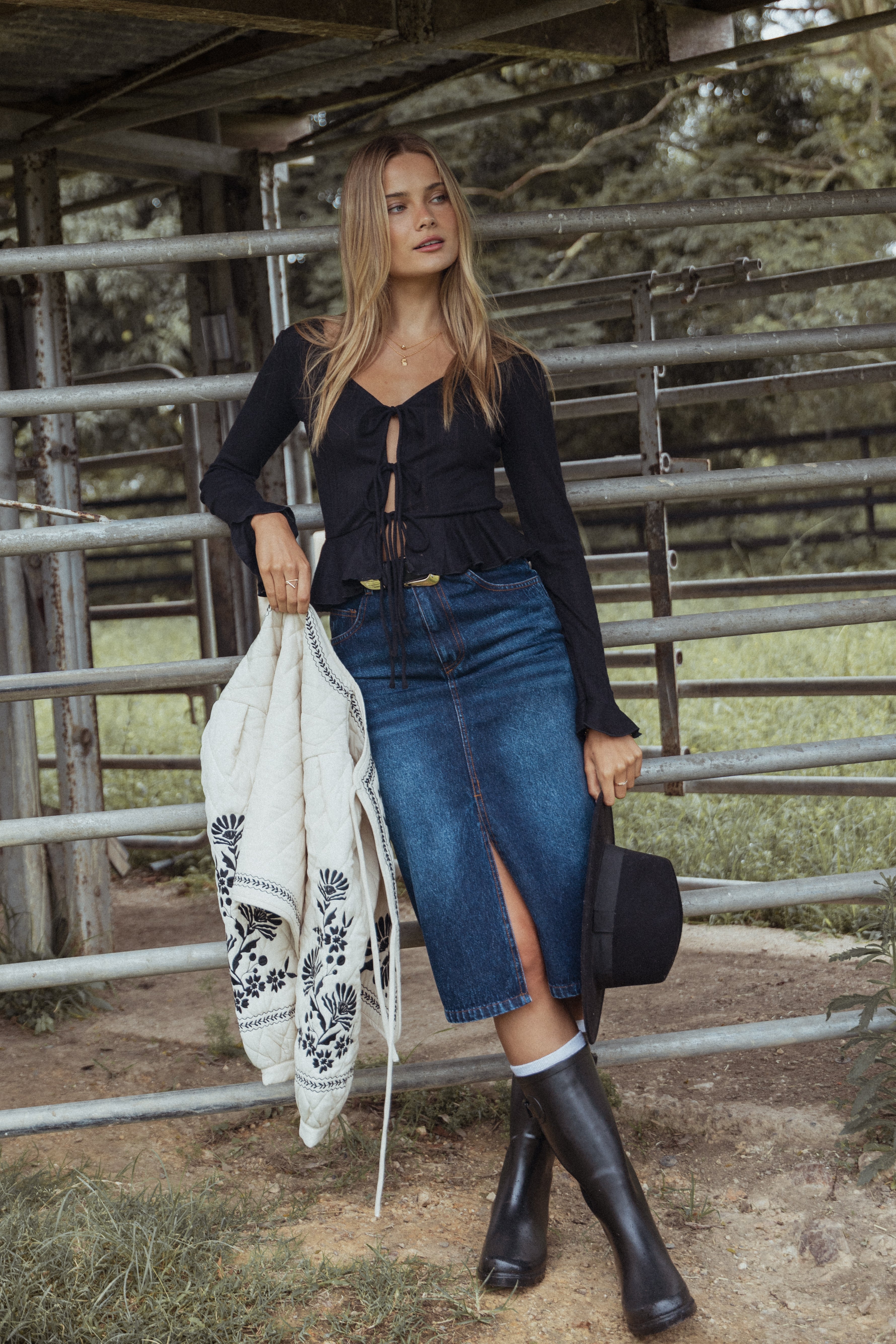 Islah Pointelle Cardigan Top - Black-Ladys Street