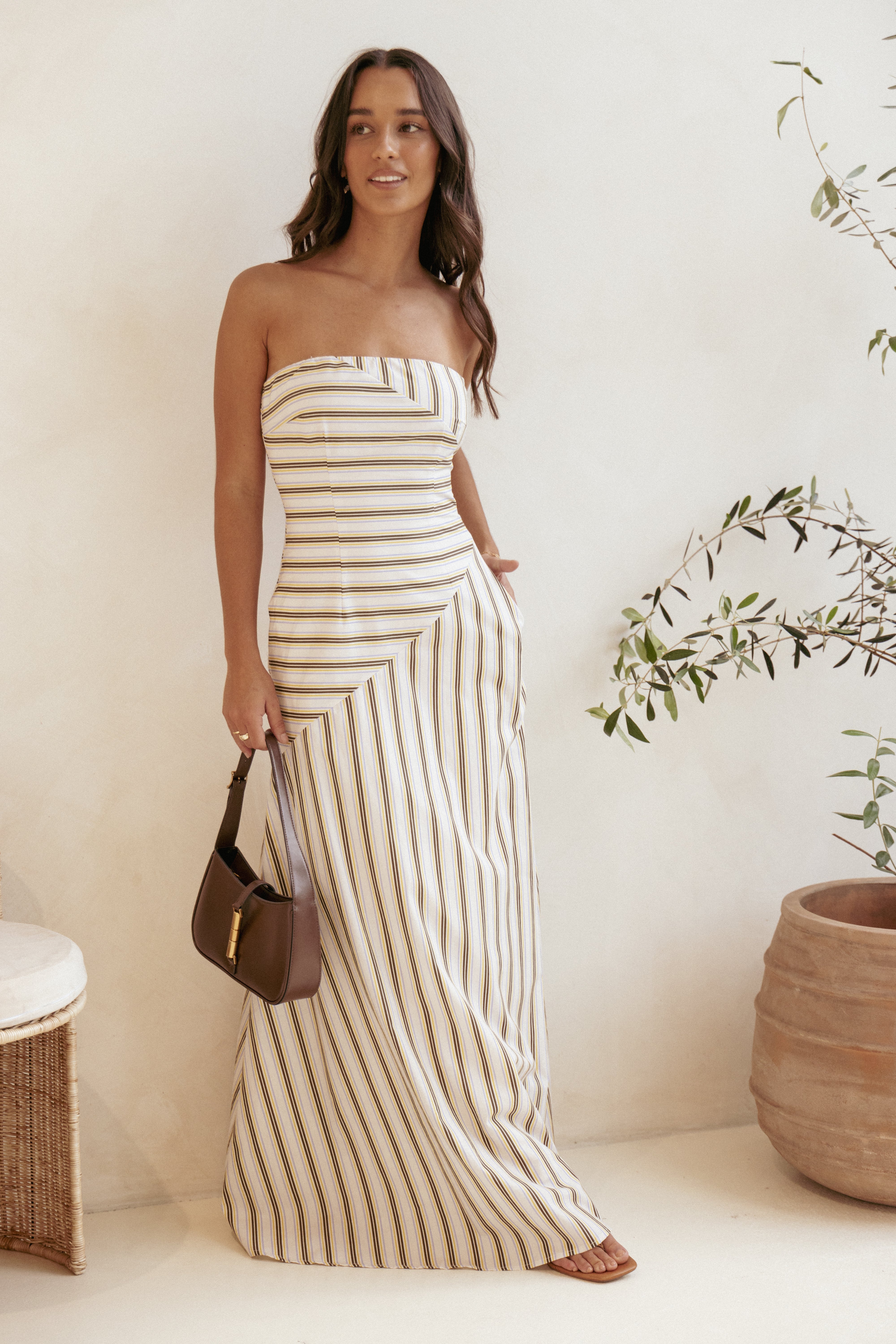 Maliah Maxi Dress - Vory Stripe-Ladys Street