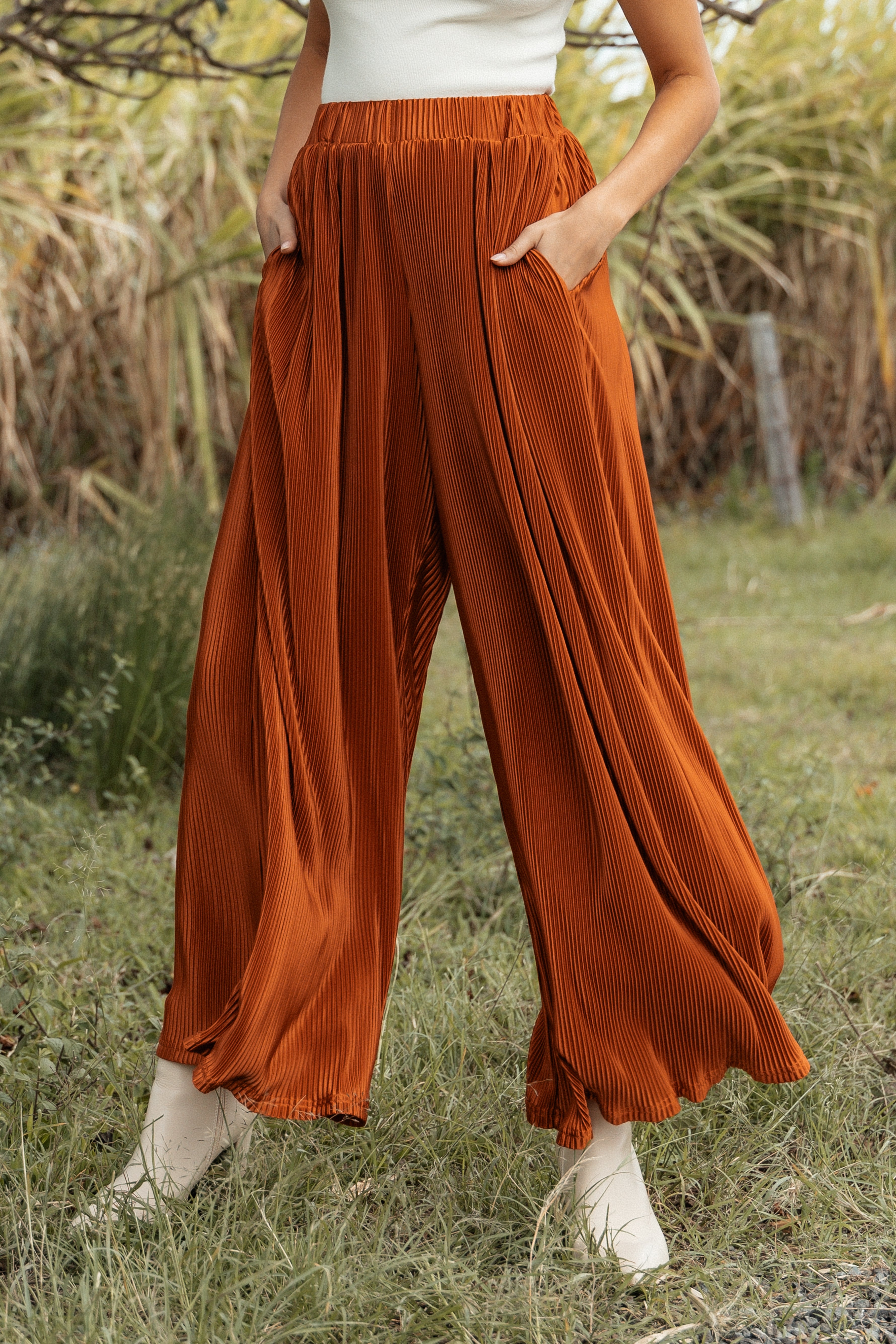 Leria Wide Pant - Burnt Orange-Ladys Street