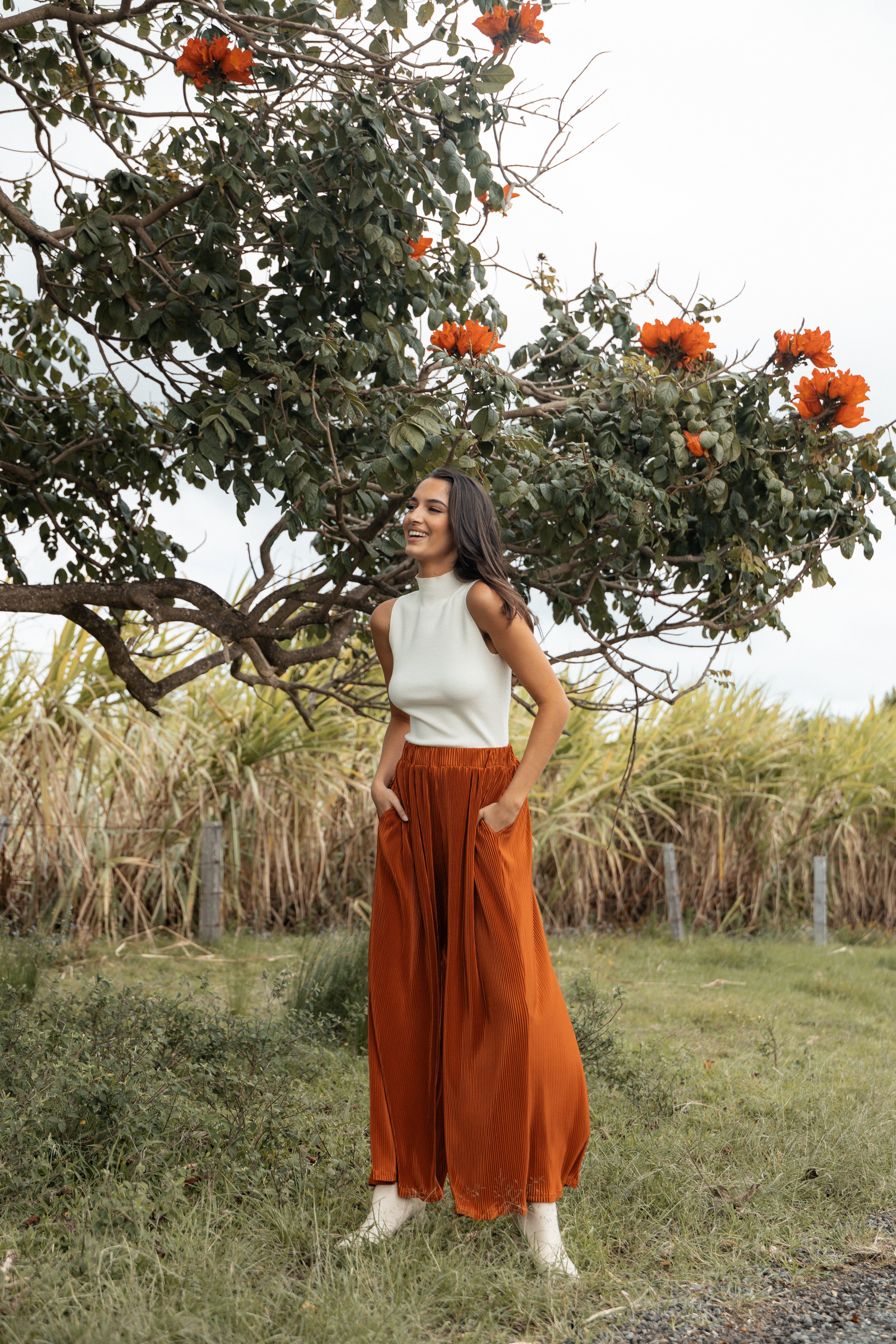 Leria Wide Pant - Burnt Orange-Ladys Street