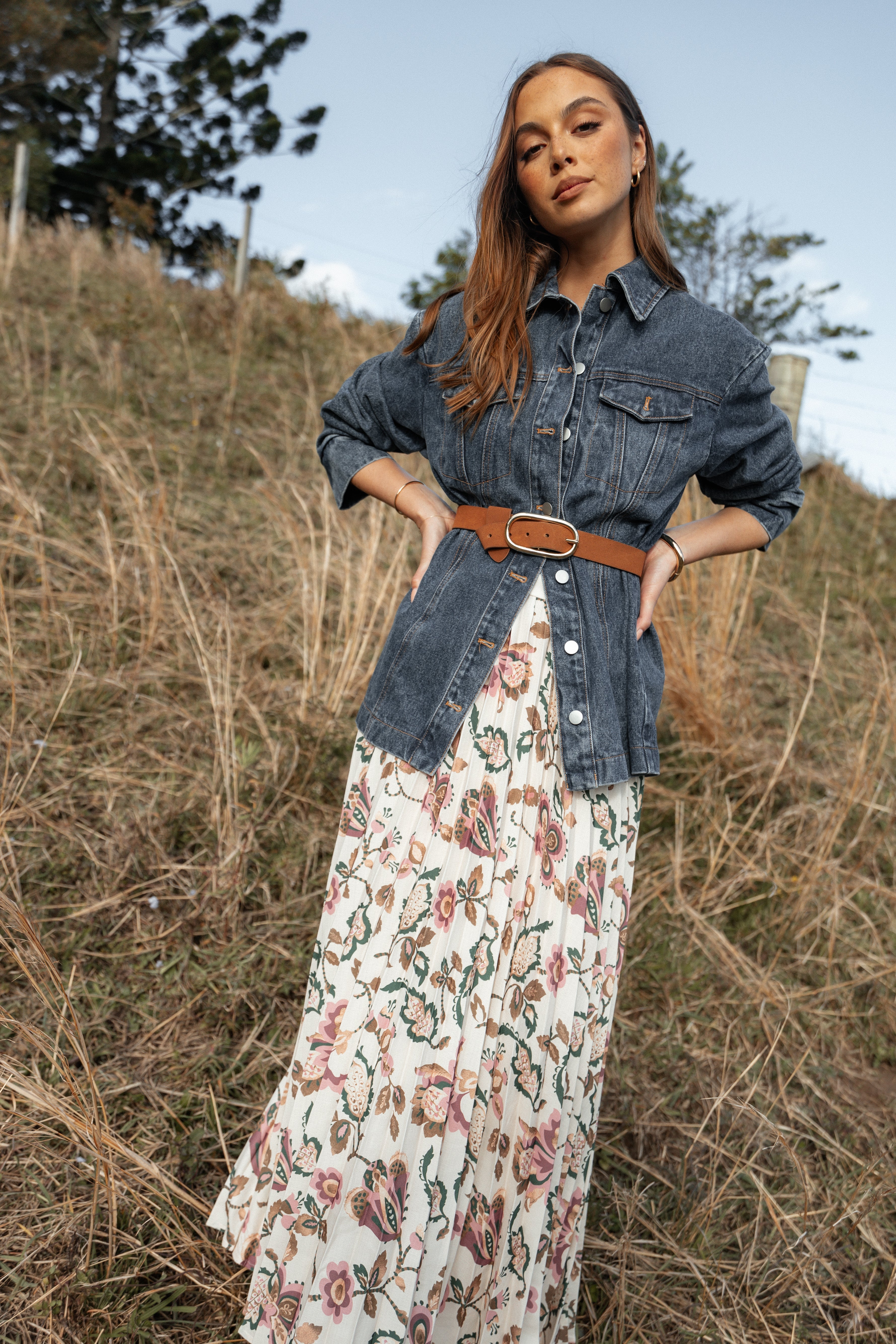 Michael Pleated Midi Skirt - Paisley Floral-Ladys Street