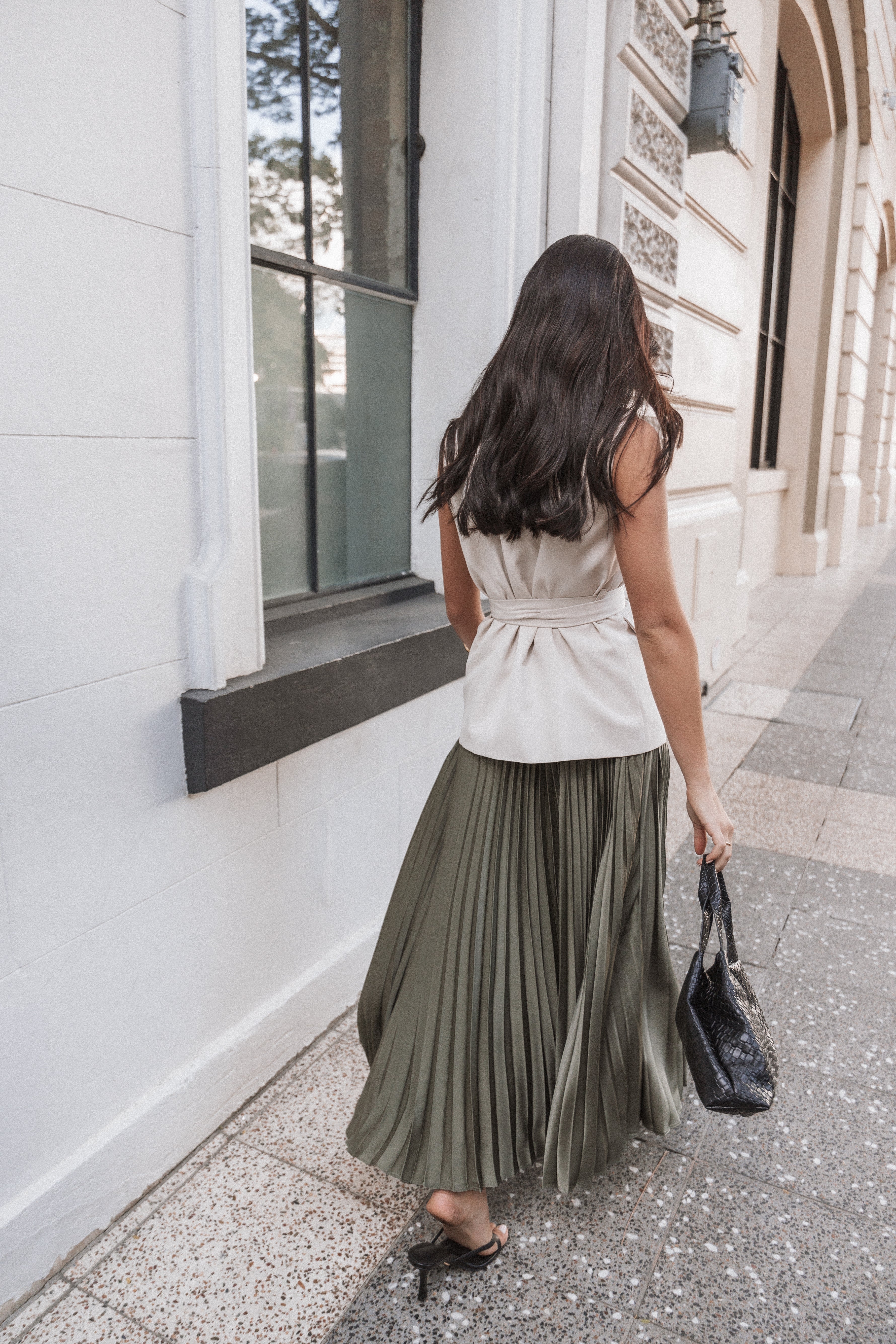 Polina Pleated Maxi Skirt - Olive-Ladys Street