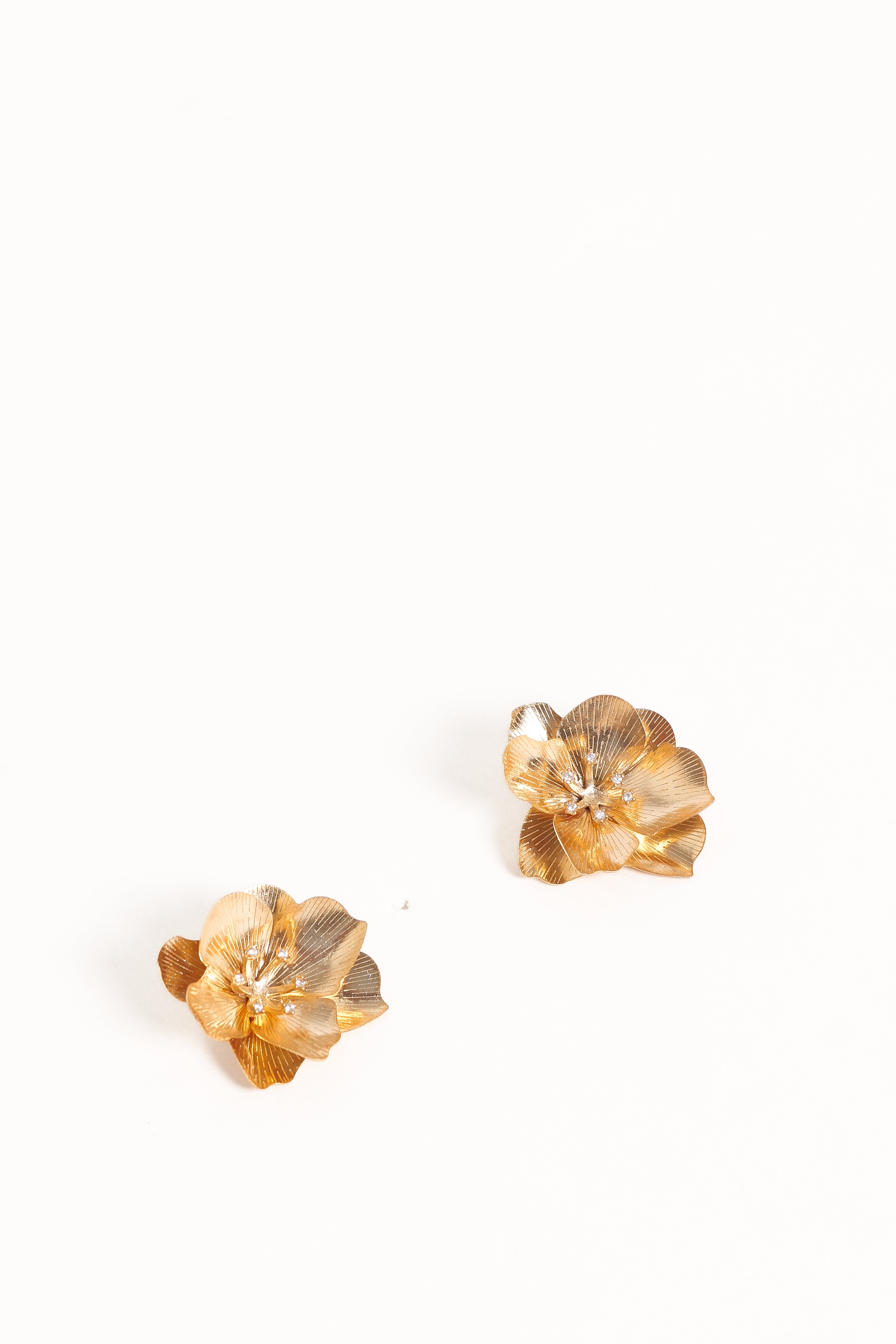 Isobel Flower Earrings - Gold-Ladys Street