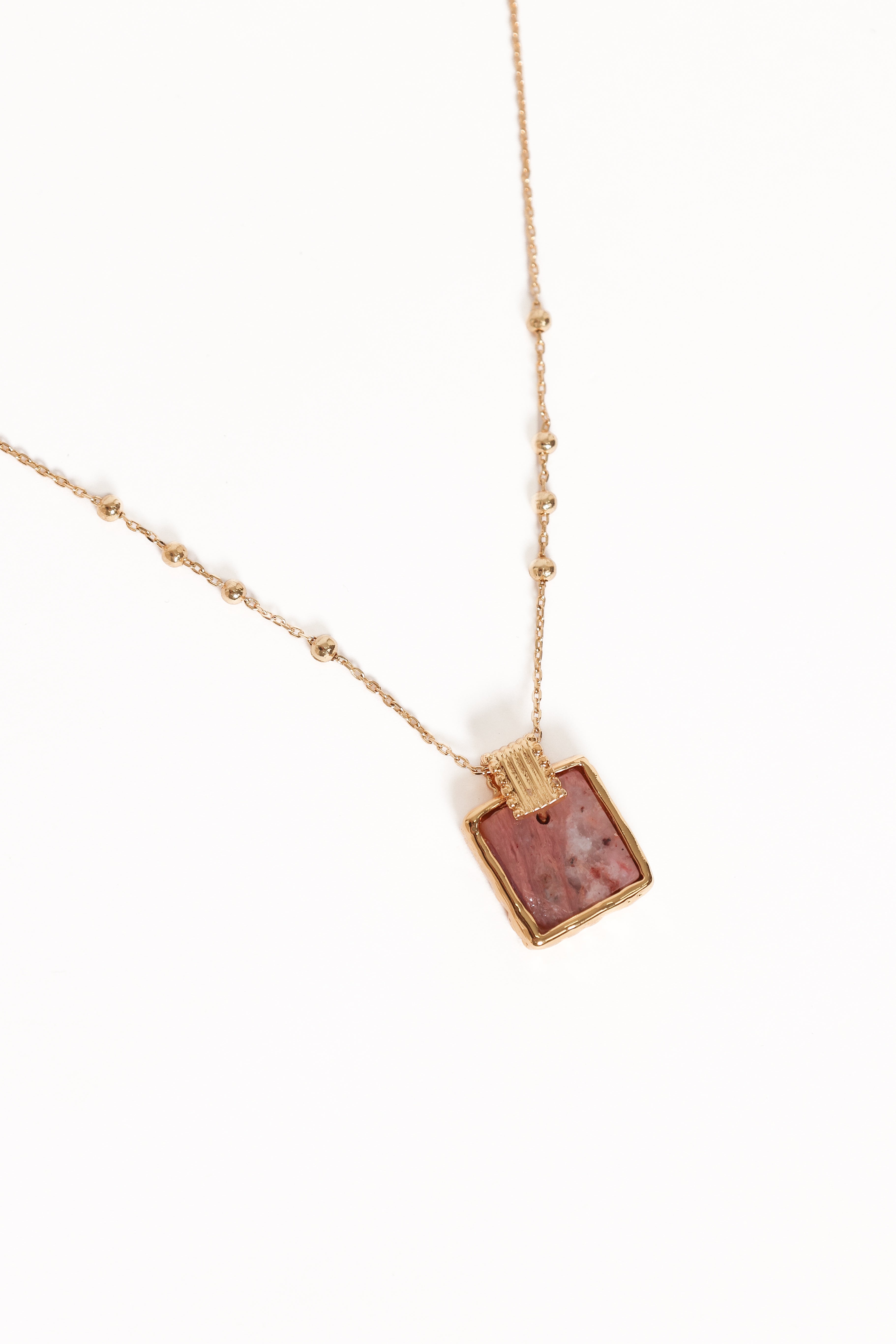 Rosie Necklace - Gold/Pink-Ladys Street