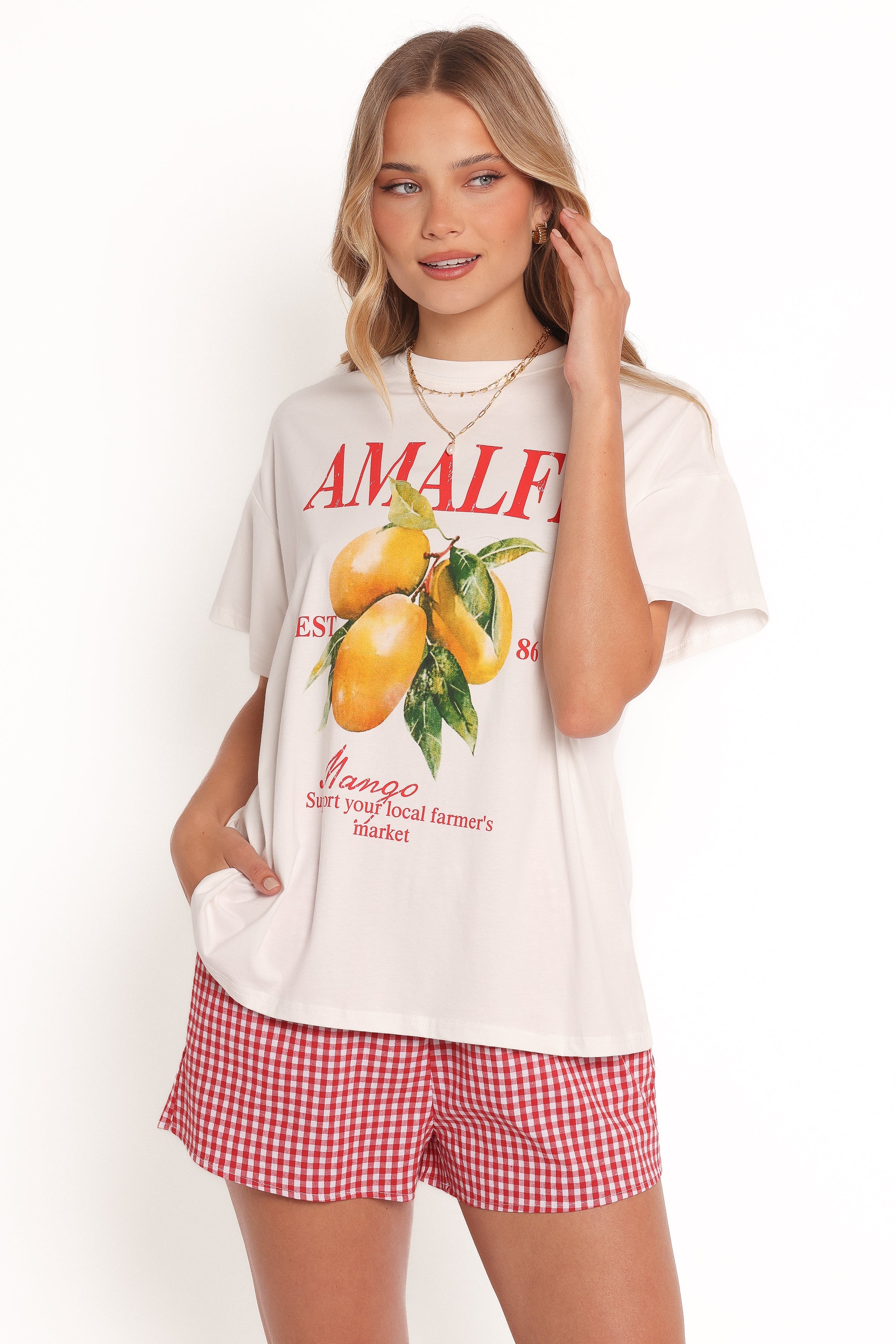 Amalfi Tee Set - Gingham Mango-Charming Rule