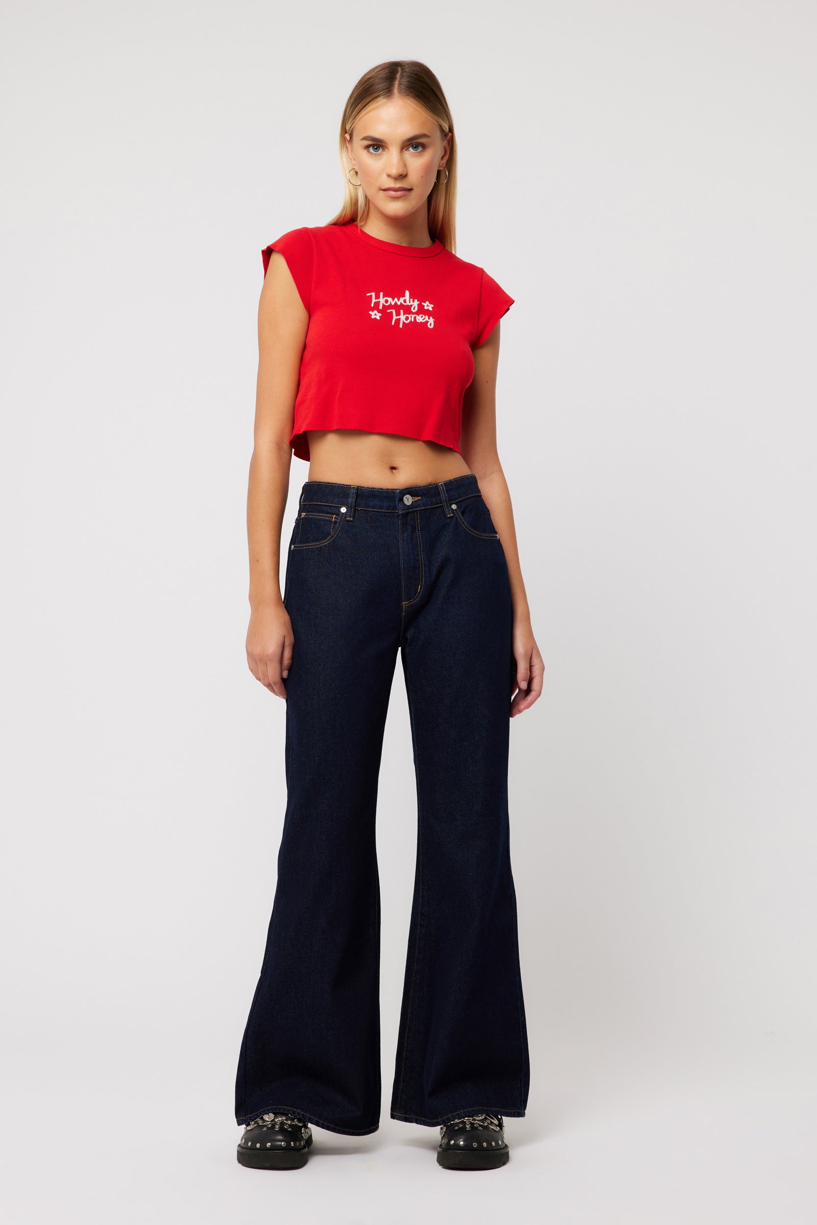 Abrand 90s Rib Cut Off Tee - Red-Charming Rule