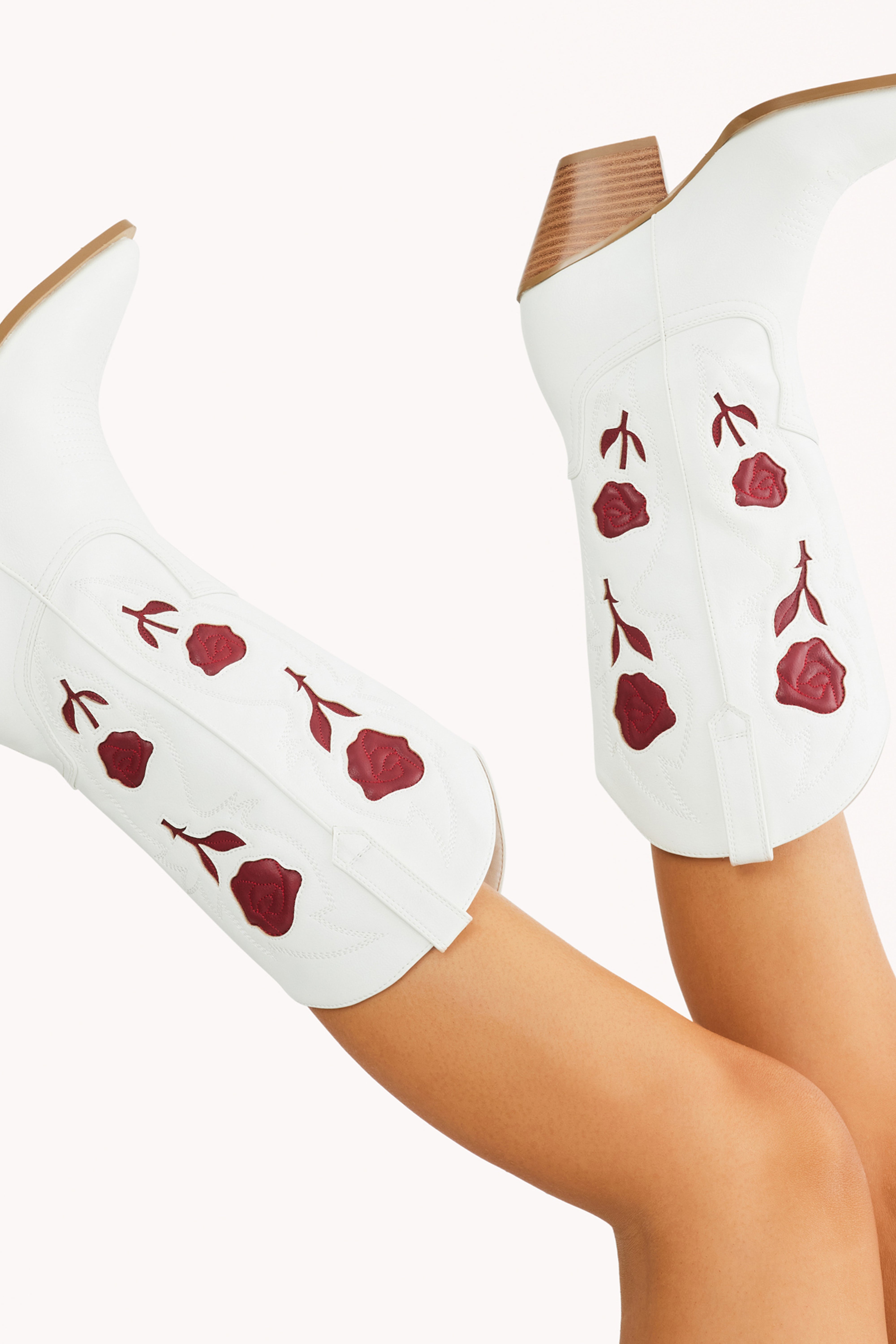 Arden Boot - White/Garnet-Charming Rule