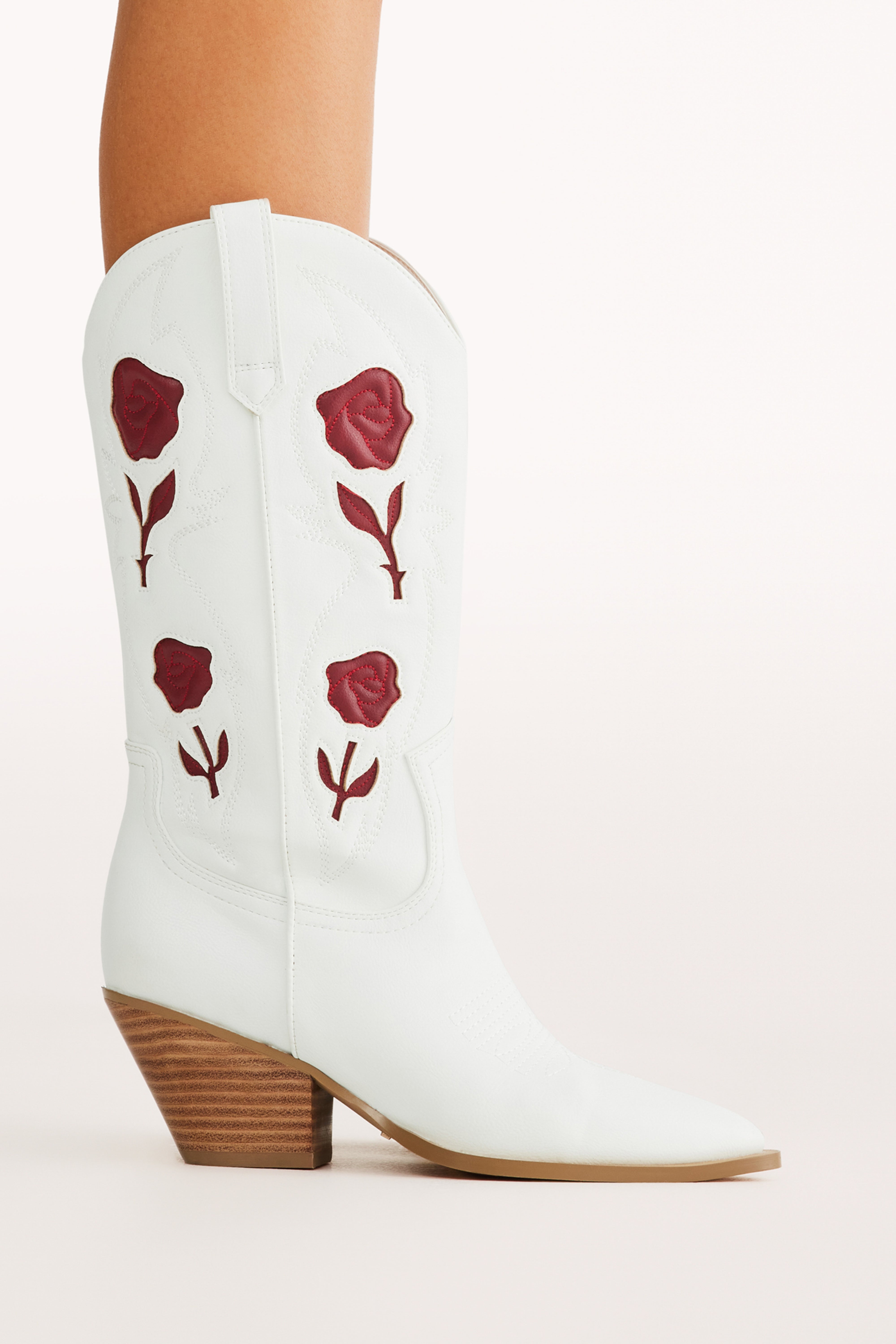 Arden Boot - White/Garnet-Charming Rule