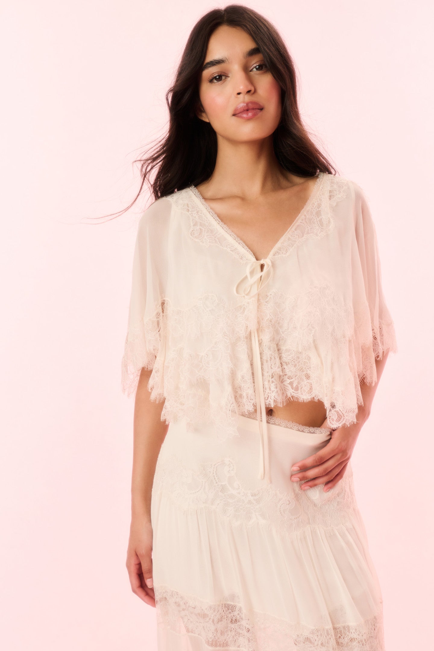 Thessia Silk Lace Top-Charming Rule