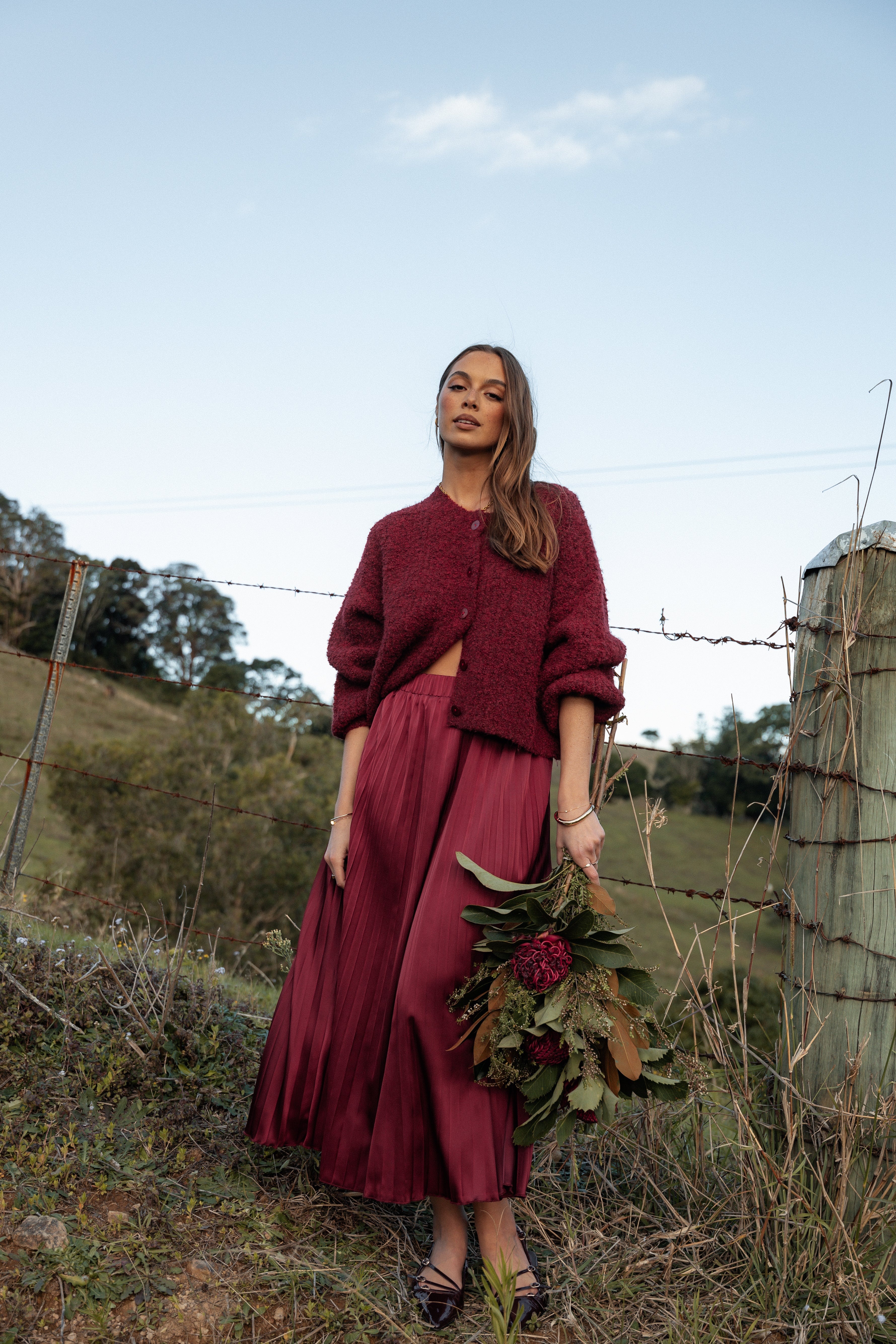 Lysandra Maxi Skirt - Burgundy-Ladys Street