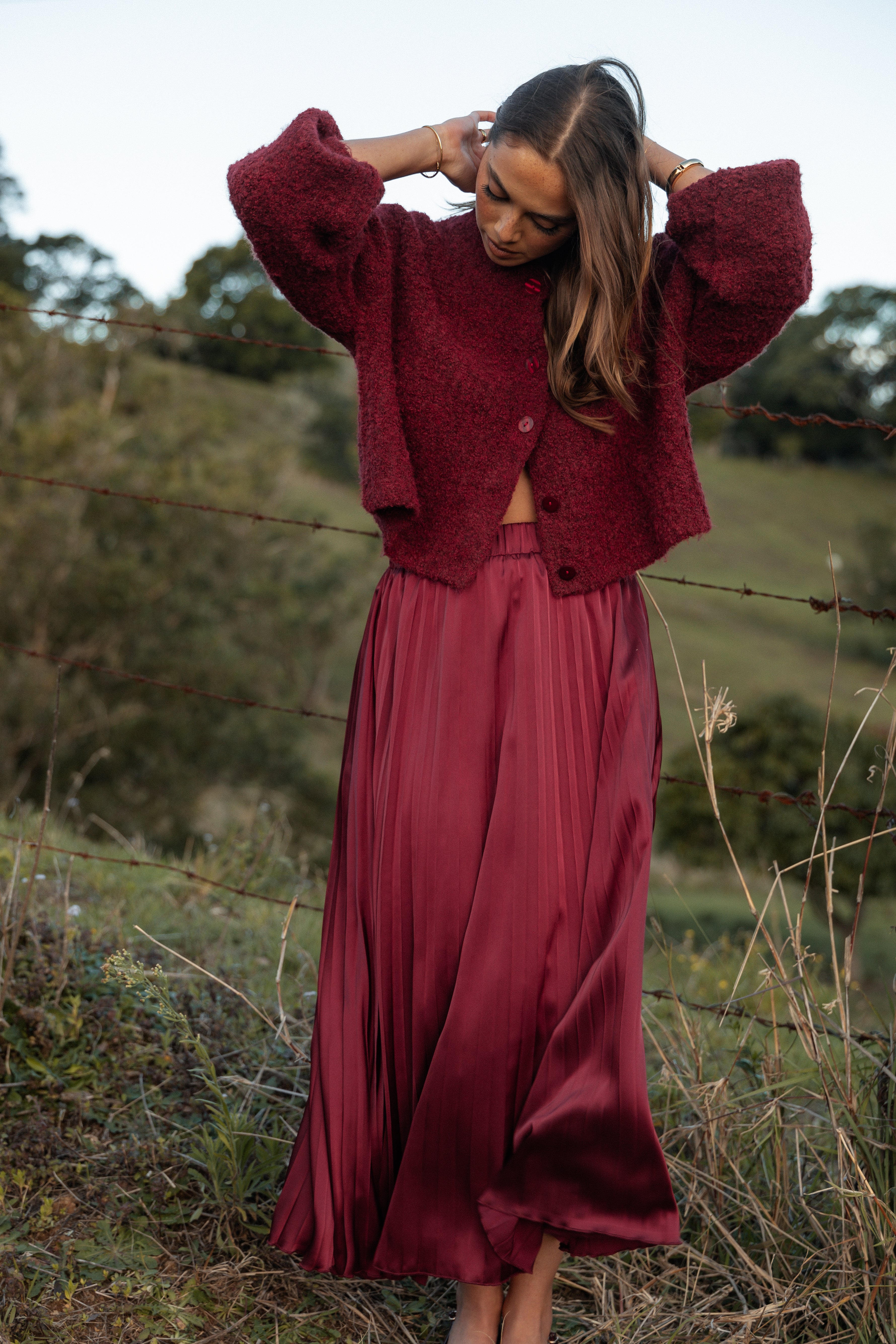 Lysandra Maxi Skirt - Burgundy-Ladys Street