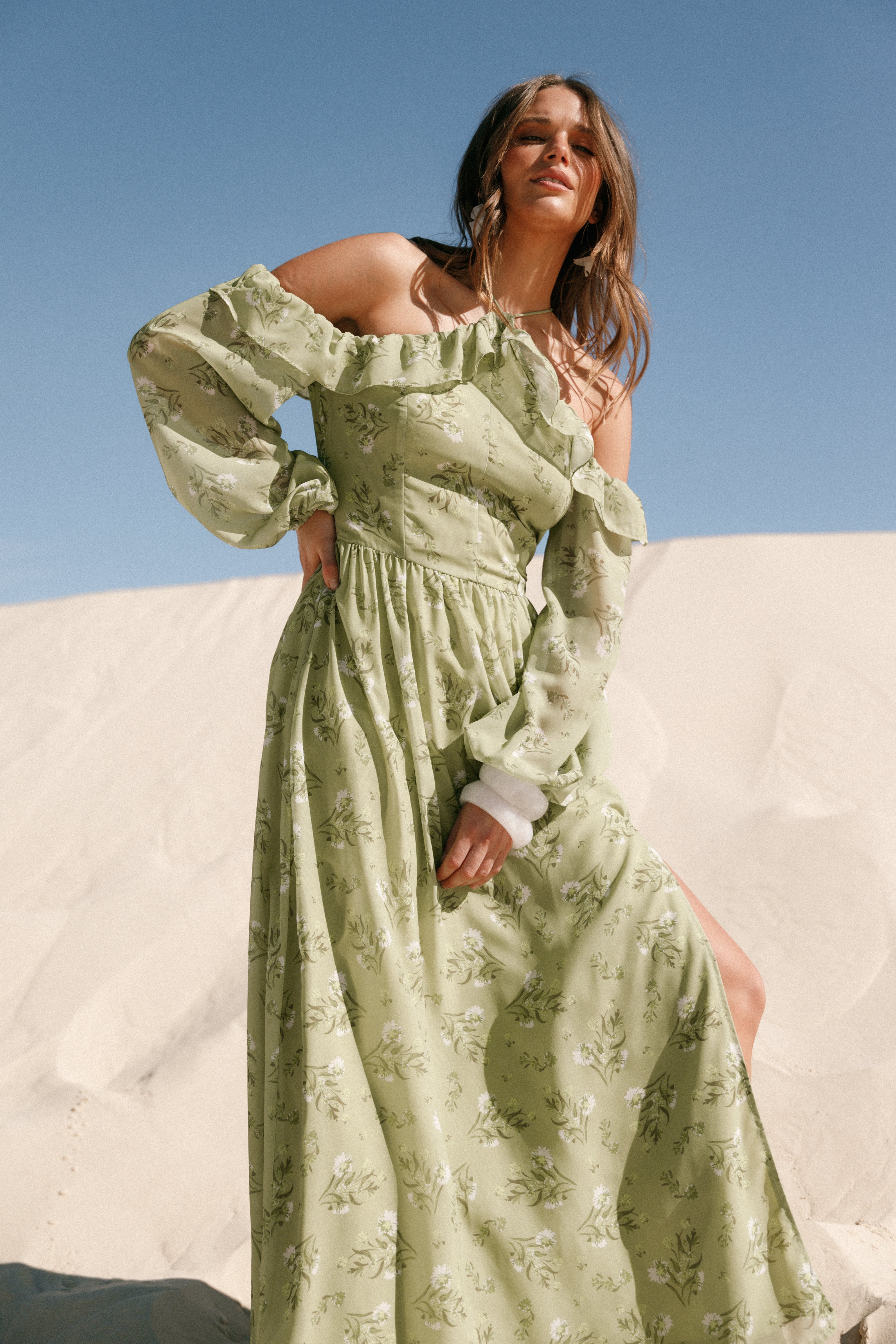 Alina Maxi Dress - Sage Botanica-Charming Rule