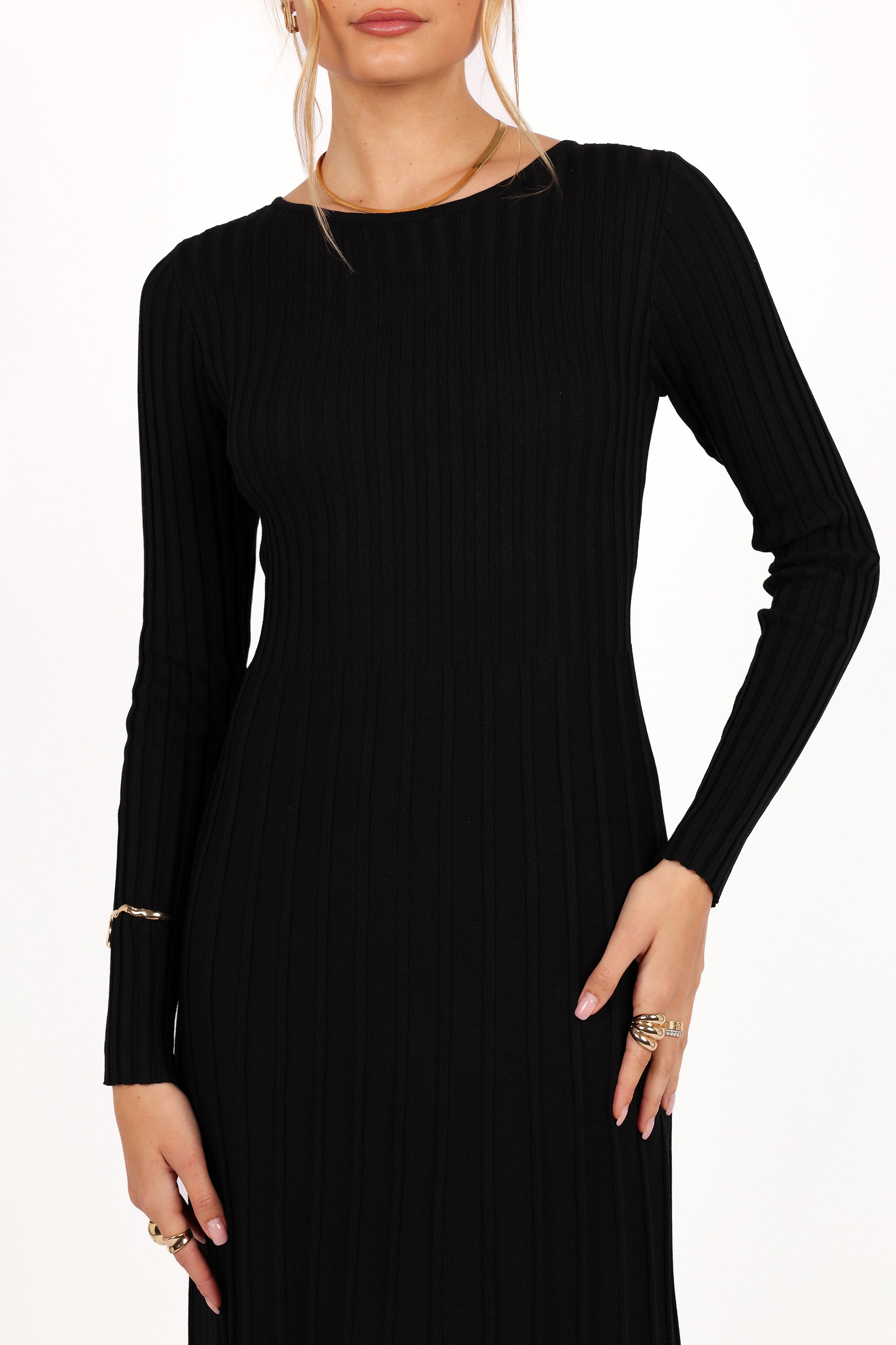 Alison Long Sleeve Maxi Dress - Black-Charming Rule