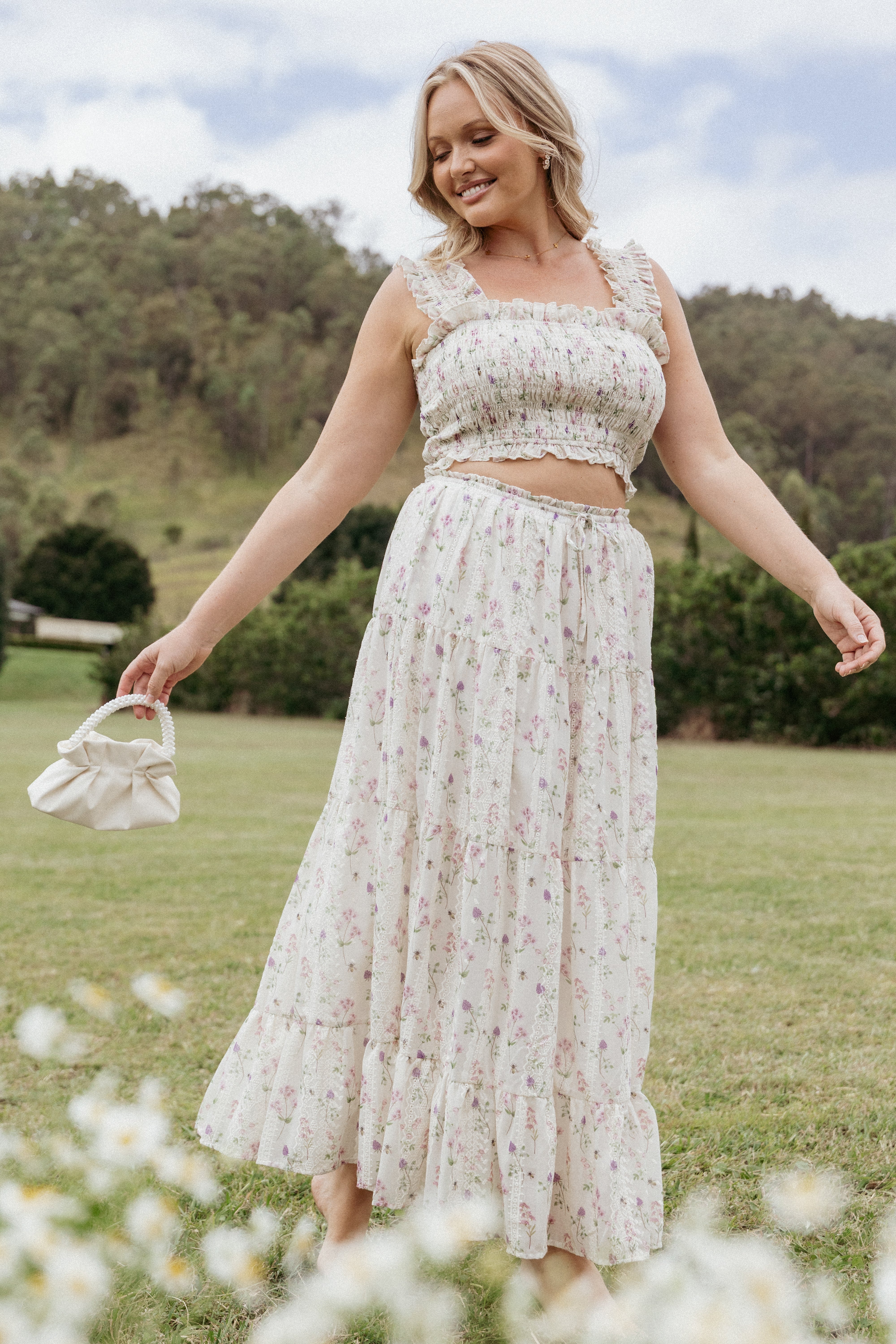 Amberlyn Maxi Skirt - Pink Floral-Charming Rule