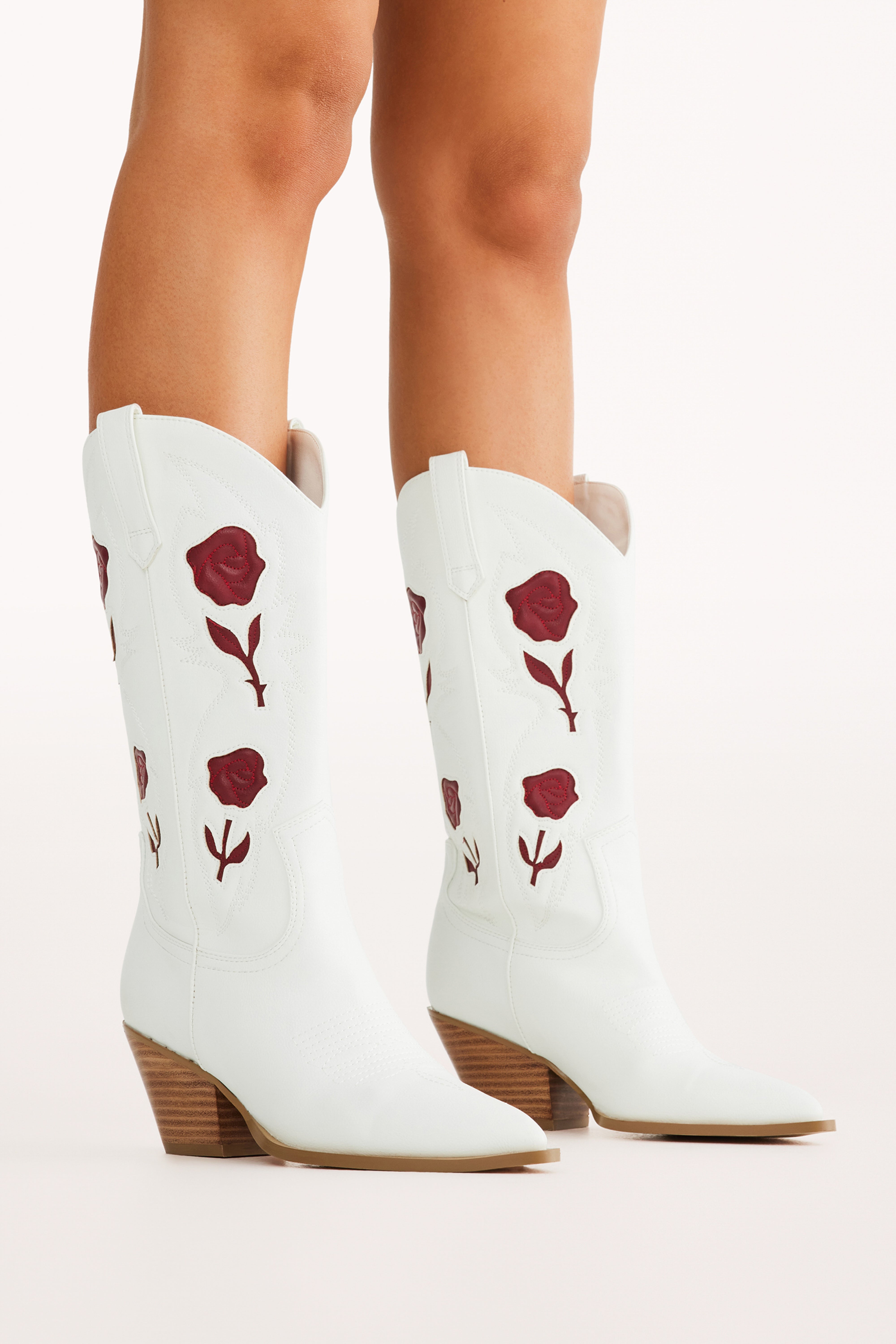 Arden Boot - White/Garnet-Charming Rule