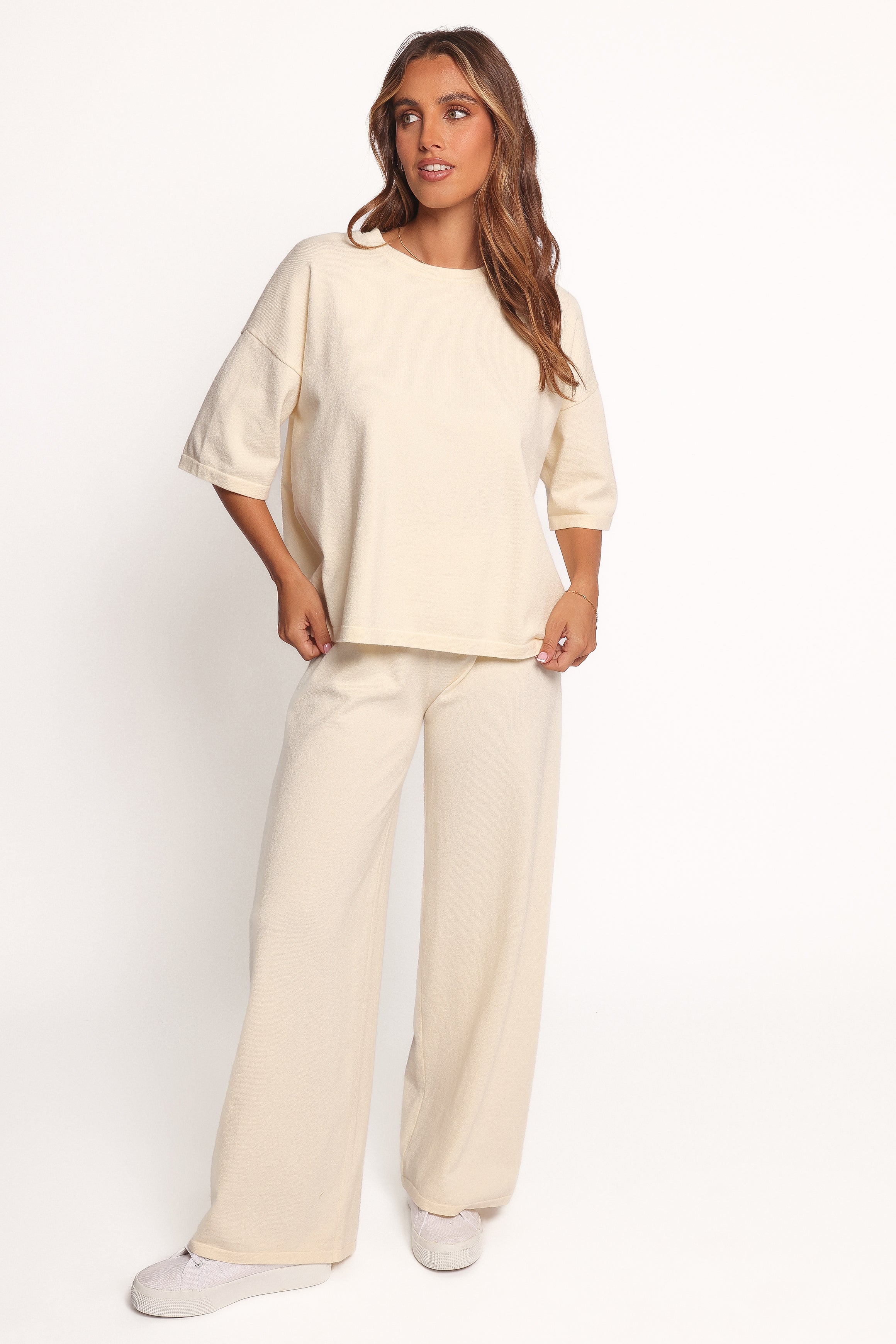 Ash Knitted Pants - White-Charming Rule