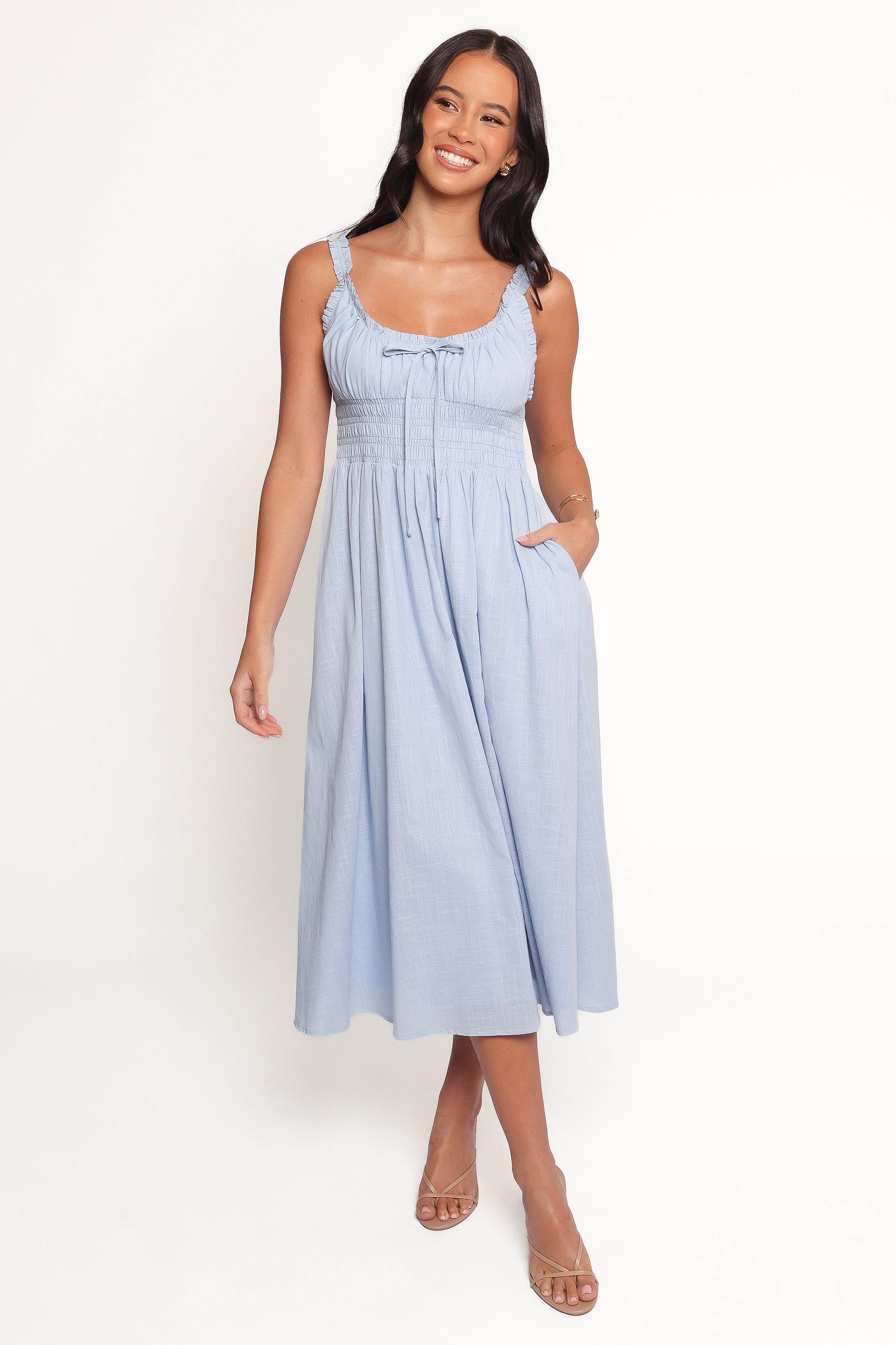 Auguste Midi Dress - Pale Blue-Charming Rule