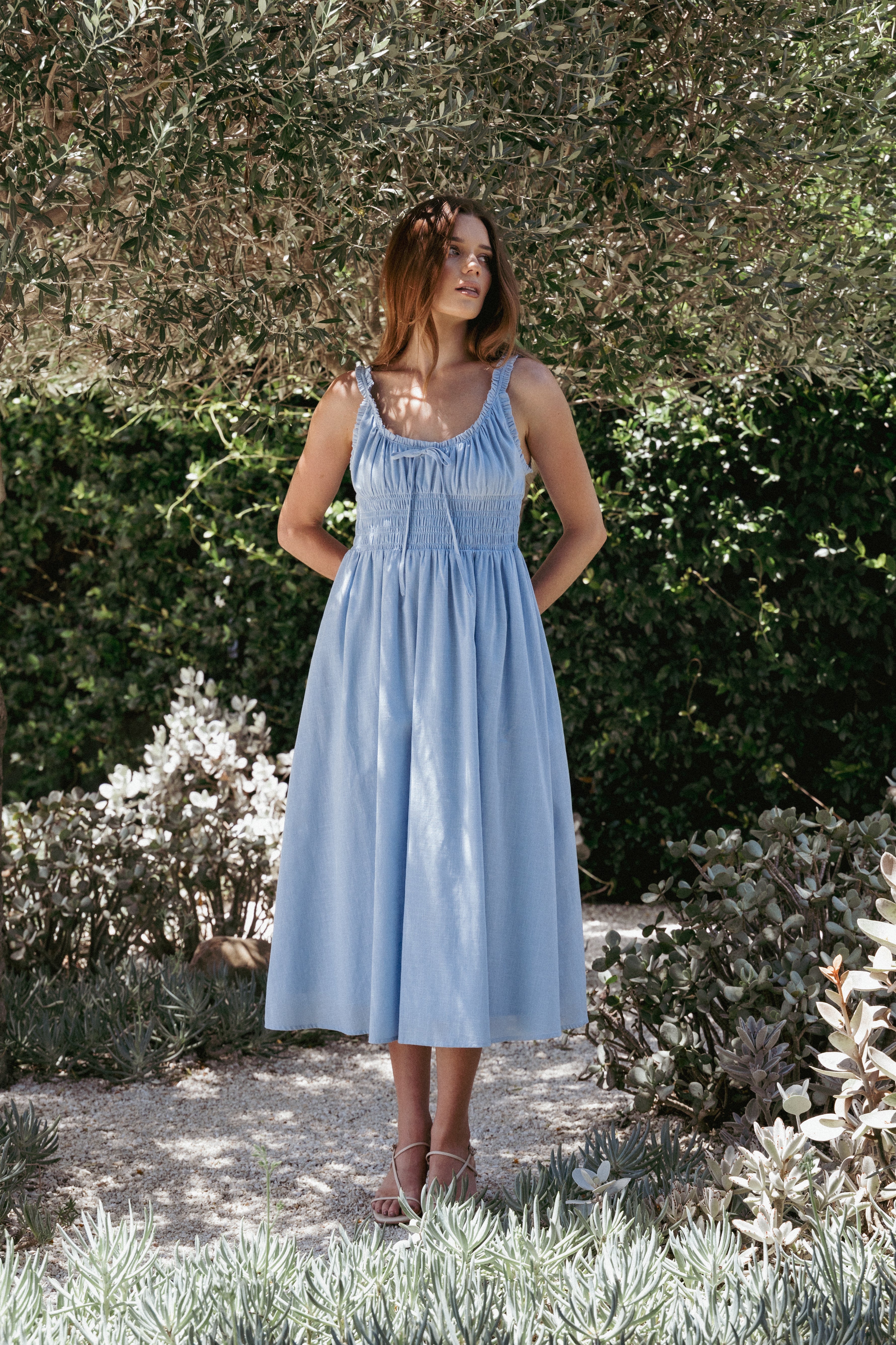 Auguste Midi Dress - Pale Blue-Charming Rule