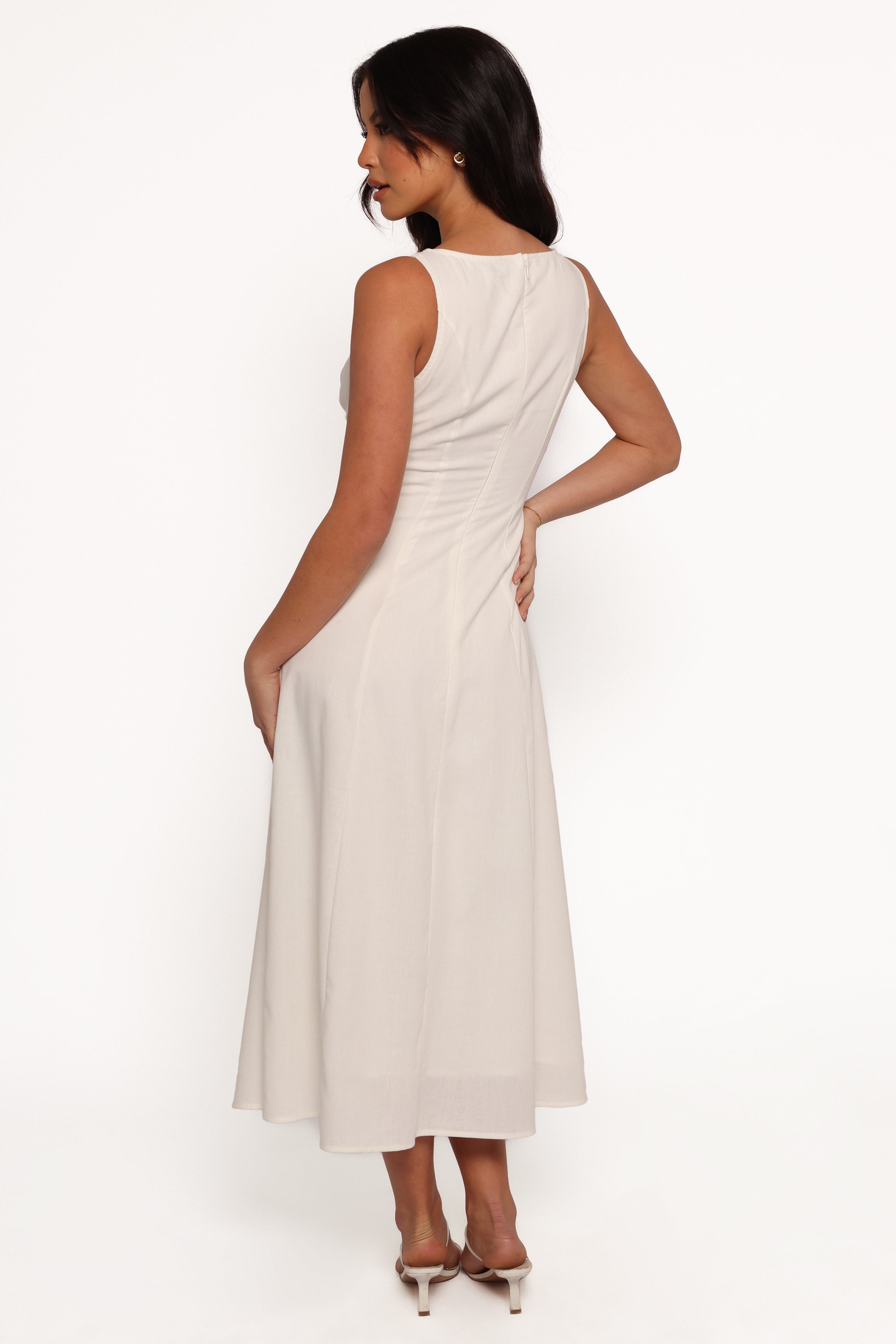 Barbara Midi Button Down Dress - White-Charming Rule